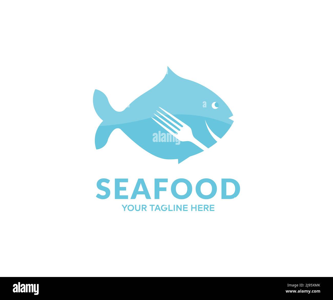 Un diseño de logotipo de pescado fresco o marisco. Menú de alimentos, diseño de vectores de pescado fresco e ilustración. Ilustración del Vector