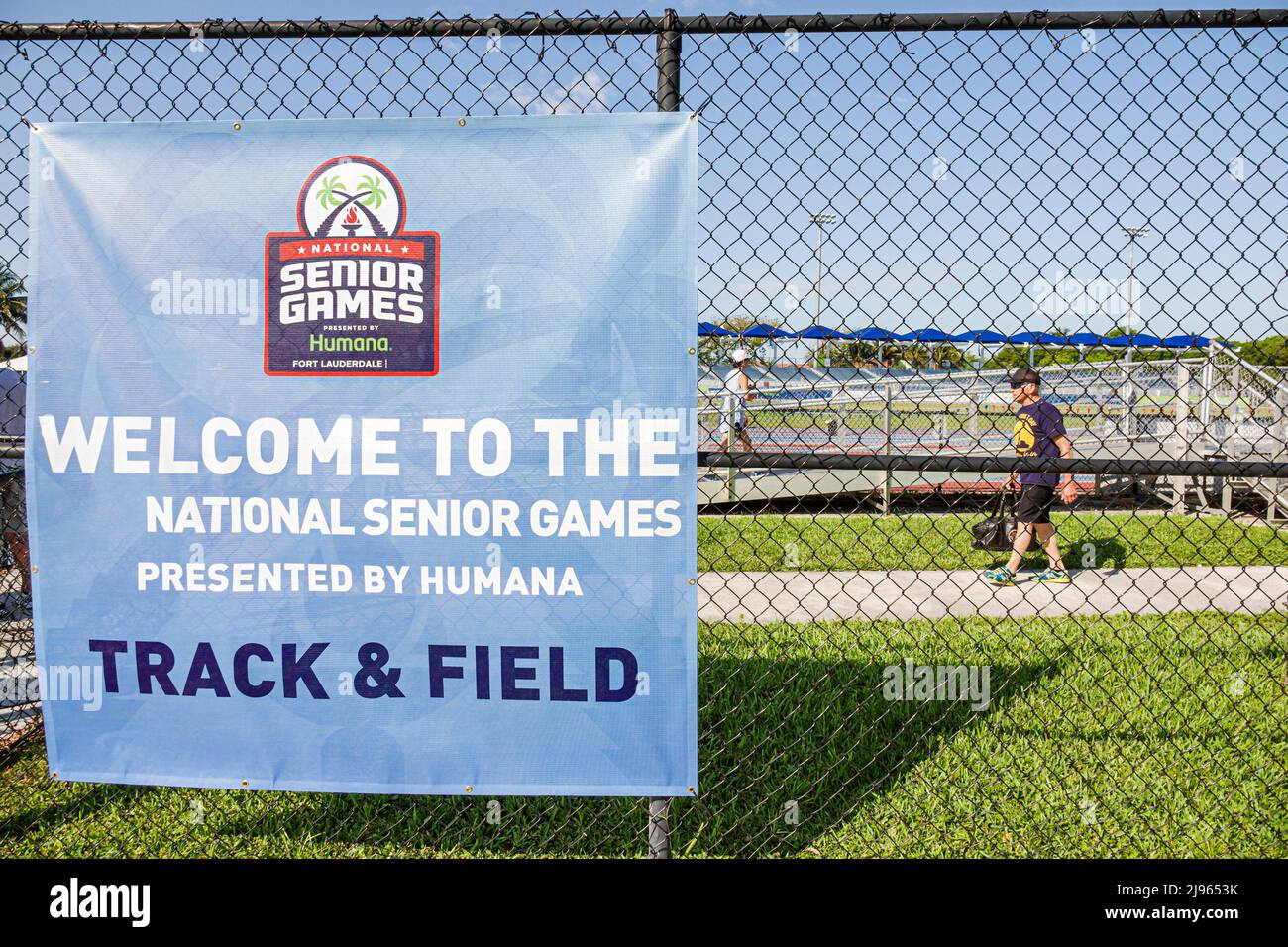 Fort Ft. Lauderdale Florida, Ansin Sports Complex Track & Field National Senior Games Foto de stock
