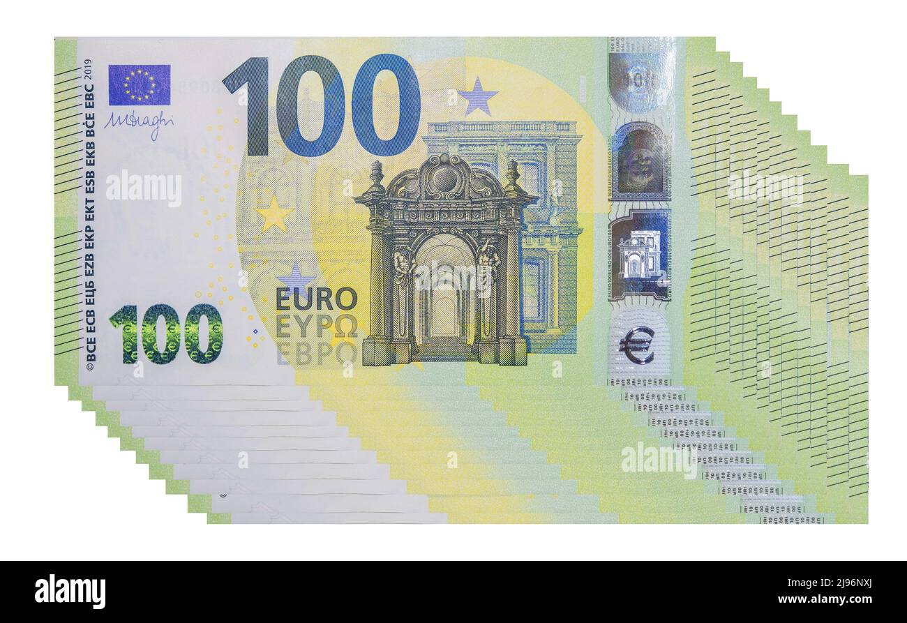 Ucrania. 27th de mayo de 2018. Nuevas notas 100 Euro (Imagen de crédito: ©  Andrey Nekrasov/ZUMA Press Wire Fotografía de stock - Alamy