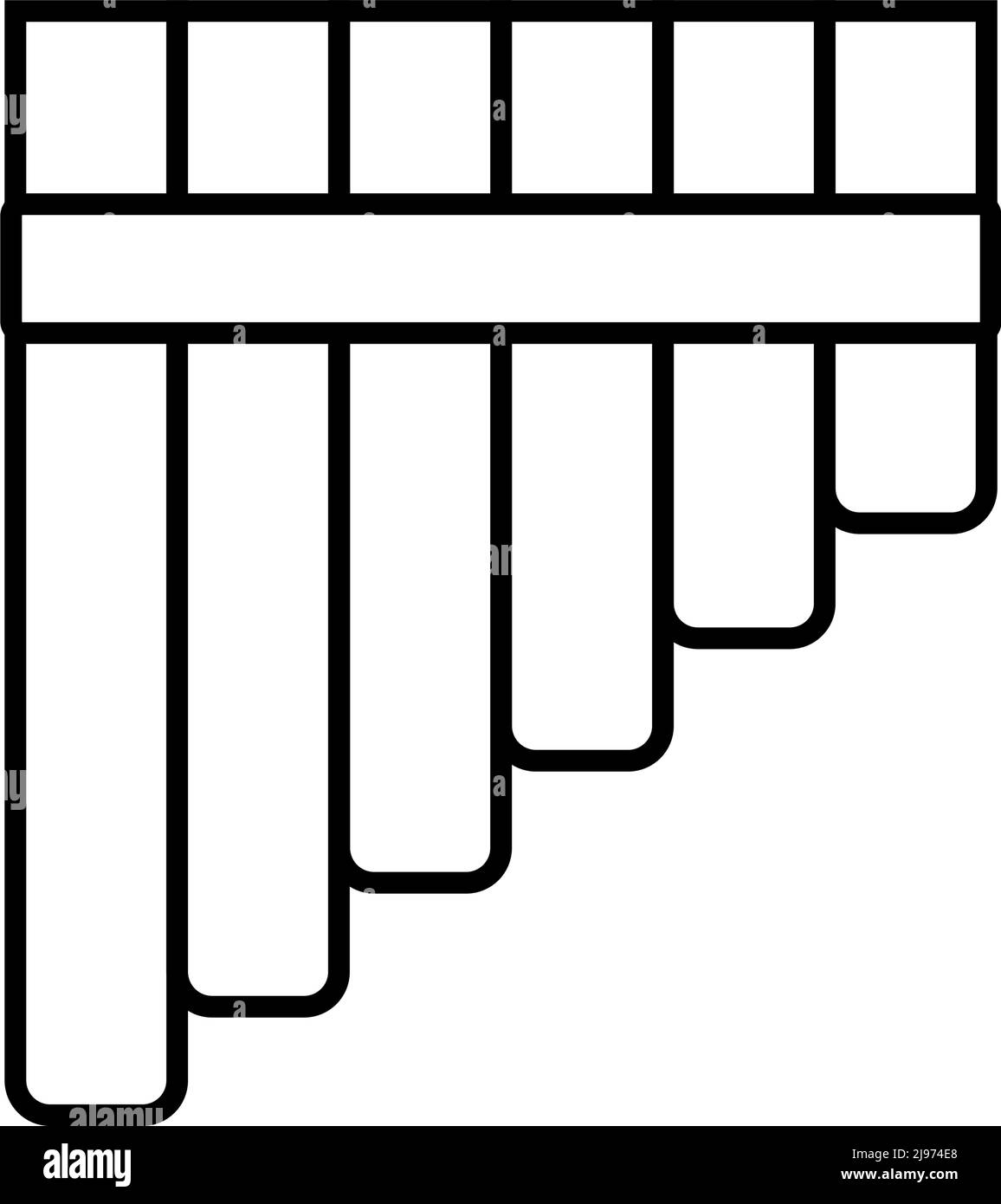 Panflauta Icono de instrumento musical, estilo de contorno Ilustración del Vector