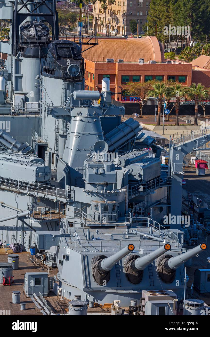 Acorazado USS Iowa, Puerto de Los Ángeles, San Pedro, California, Estados Unidos Foto de stock