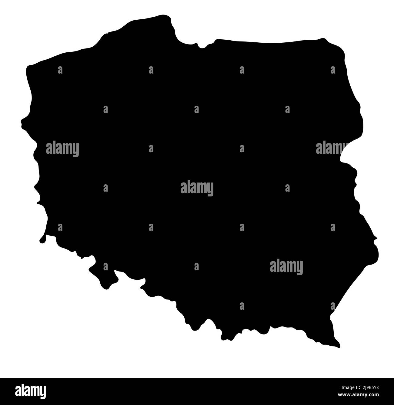 Esquema de país de Polonia aislado sobre fondo blanco Foto de stock