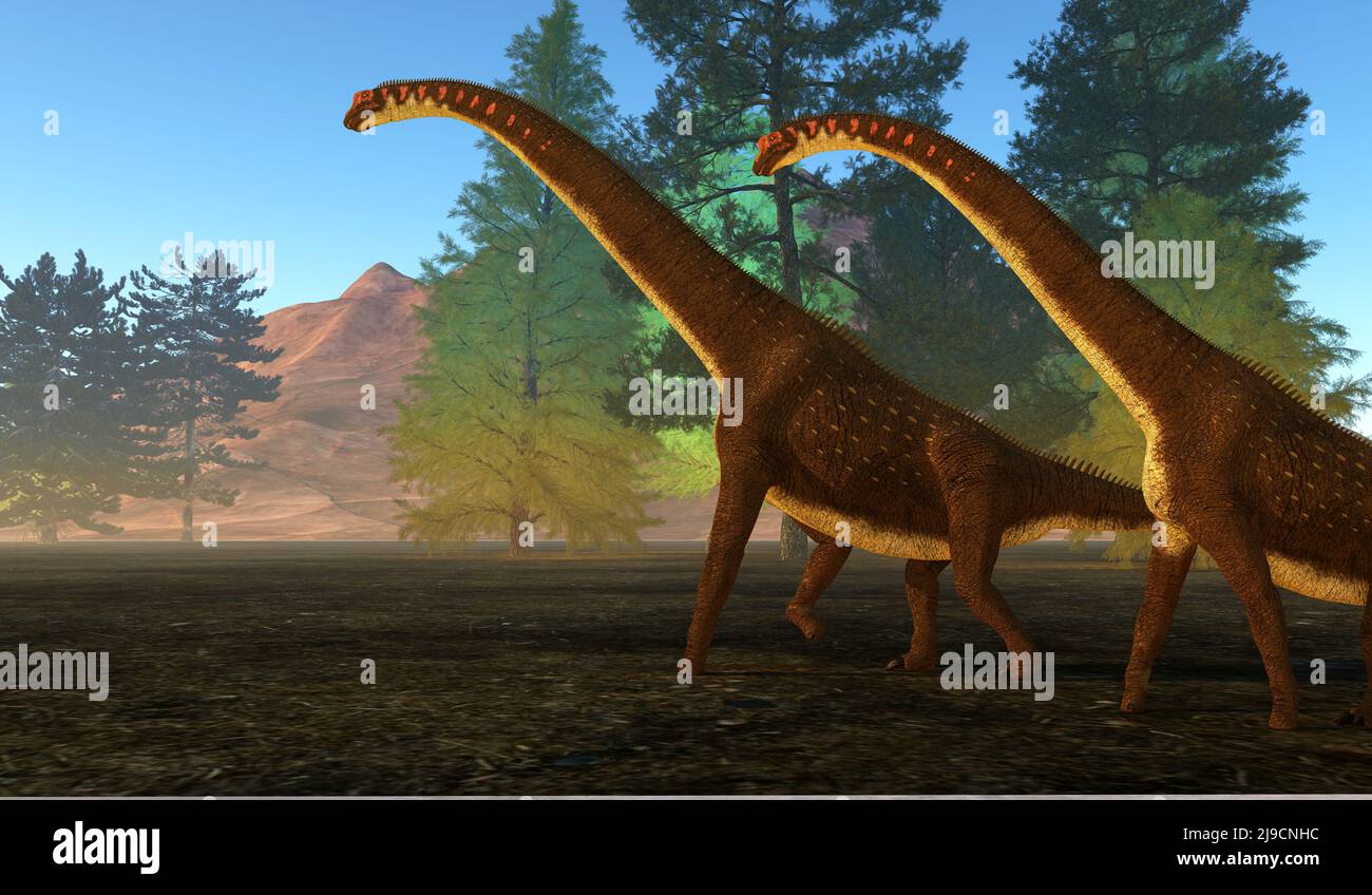 Girafbatitan fue un dinosaurio herbívoro de saurópodos que vivió en África durante la Edad Jurásica. Foto de stock
