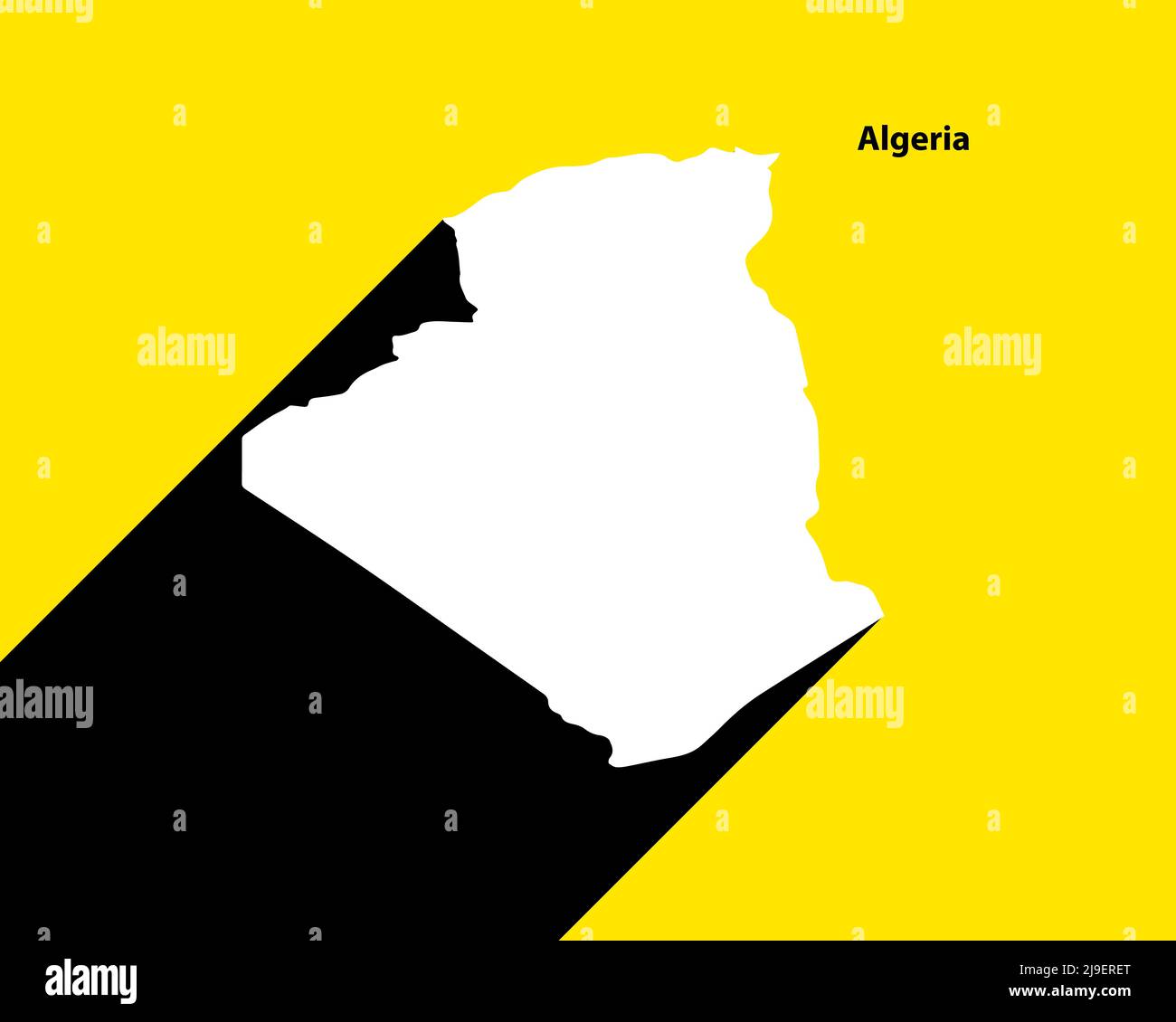 Argelia Mapa en cartel retro con larga sombra. Signo vintage Fácil de editar, manipular, cambiar de tamaño o colorear. Ilustración del Vector