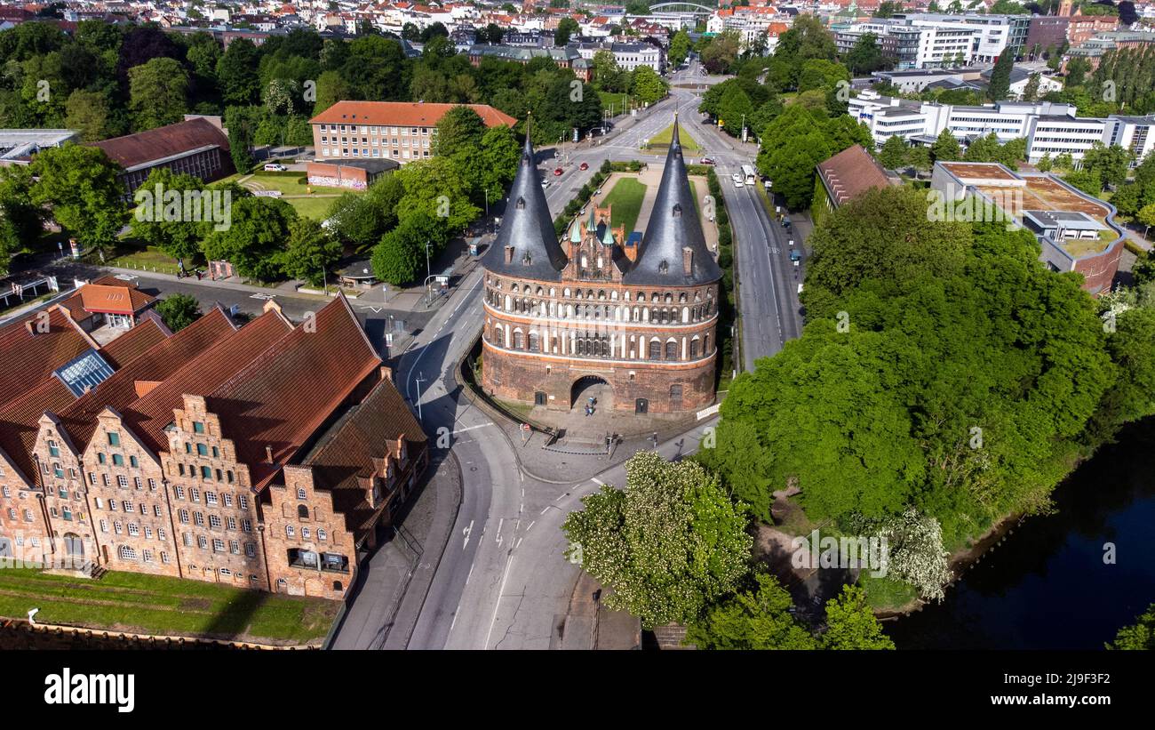 Museo Holstentor Gate, Lübeck, Alemania Foto de stock