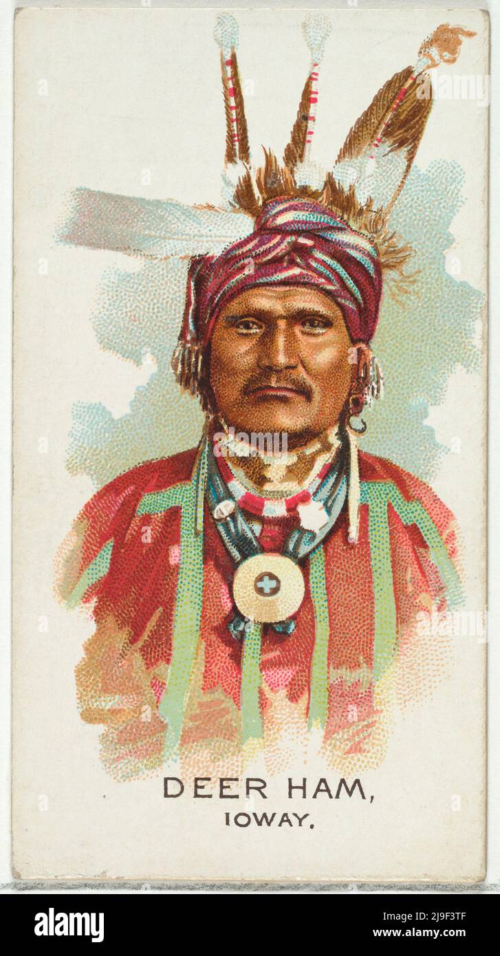 Jamón de ciervo, Ioway, de la serie de los jefes indios americanos (N2) para las marcas de los cigarrillos de Allen y Ginter 1888 Tarjetas comerciales de los ' jefes indios americanos ' s Foto de stock