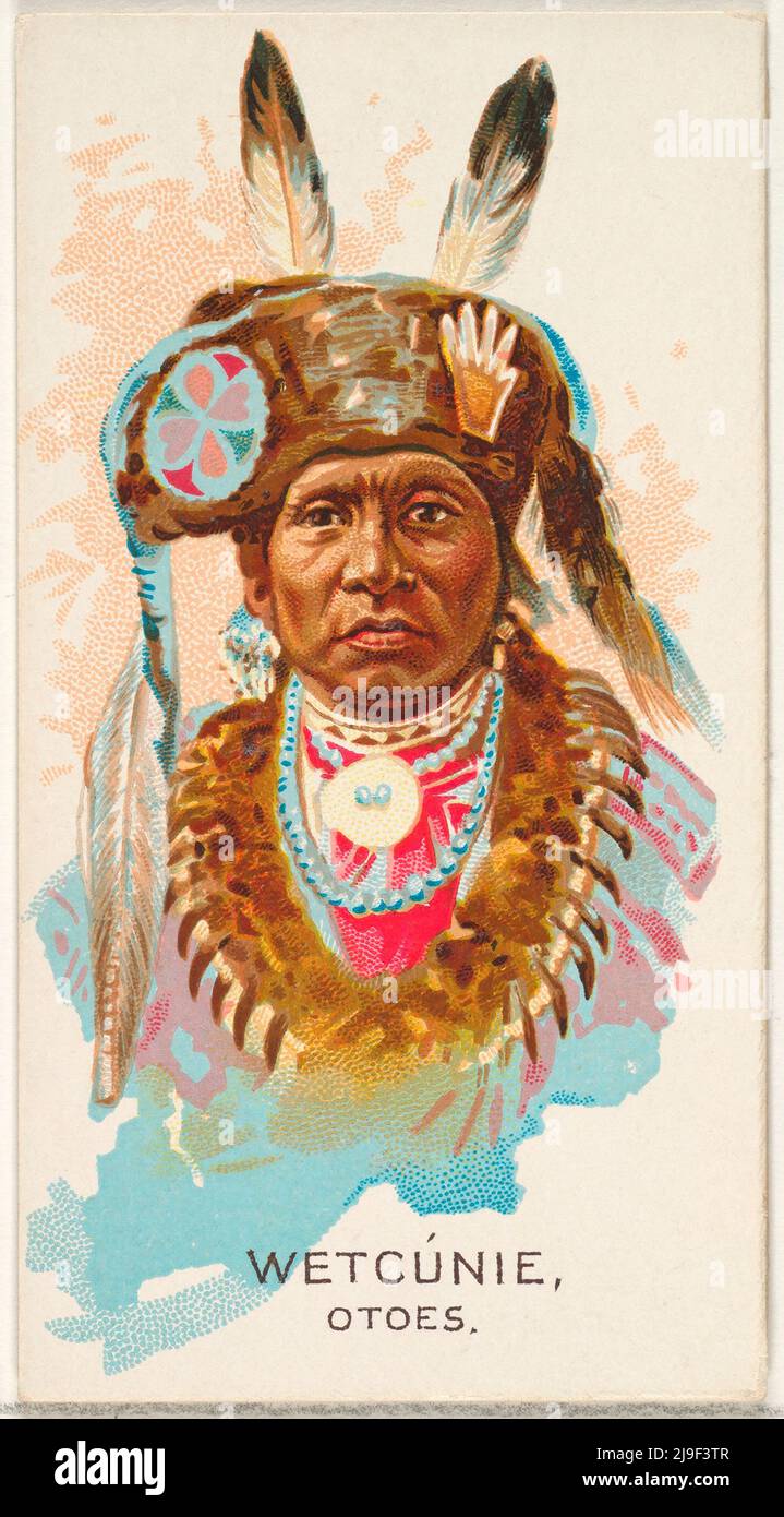 Tarjeta comercial de la vendimia de Wetcunie, Otoes, de la serie de American Indian Chiefs (N2) para las marcas de cigarrillos Allen & Ginter 1888 Tarjetas comerciales de 'Ame Foto de stock