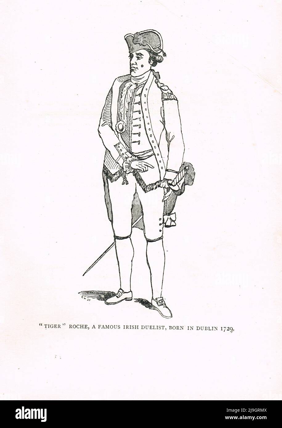 Tiger Roche celebró el soldado del siglo 18th, duelista y aventurero Foto de stock