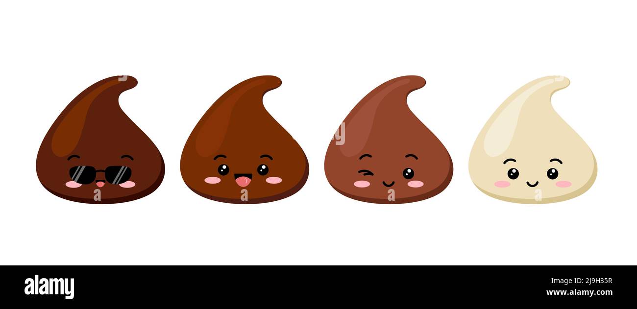 Lindo chocolate chips niños emoji juego de vectores carácter Imagen