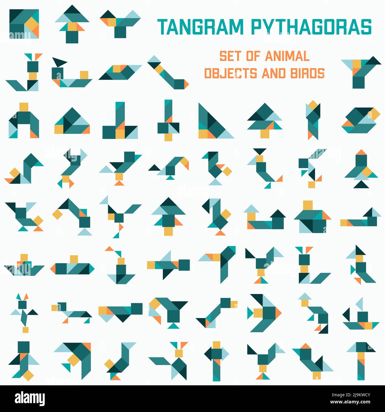 Juego de Puzzle Tangram. Pitágoras Imagen Vector de stock - Alamy