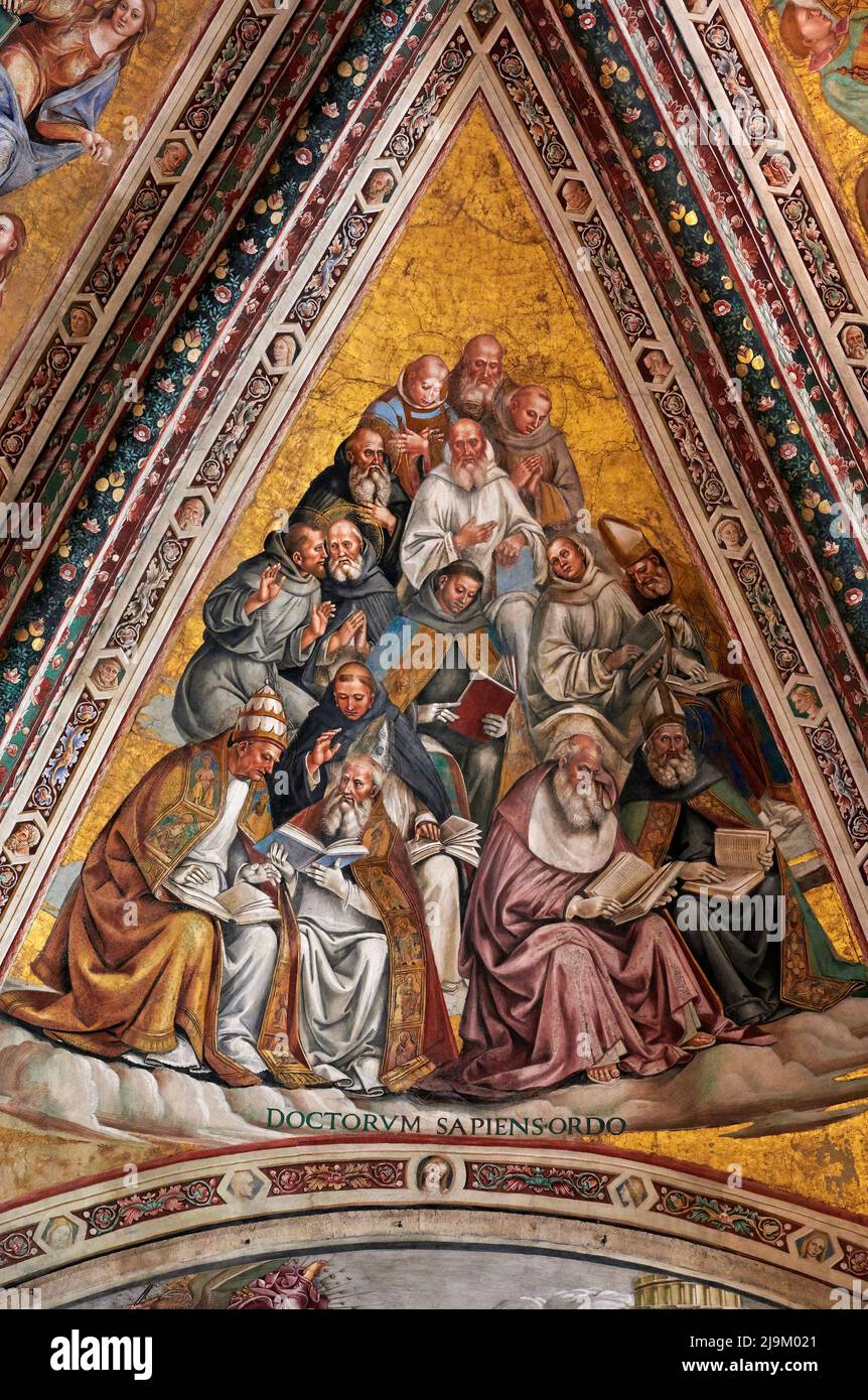 Dottori della Chiesa - afresco nella cappella di San Brizio - Luca Signorelli - 1523 - Orvieto (Terni), Italia, Duomo di S.Maria Assunta Foto de stock