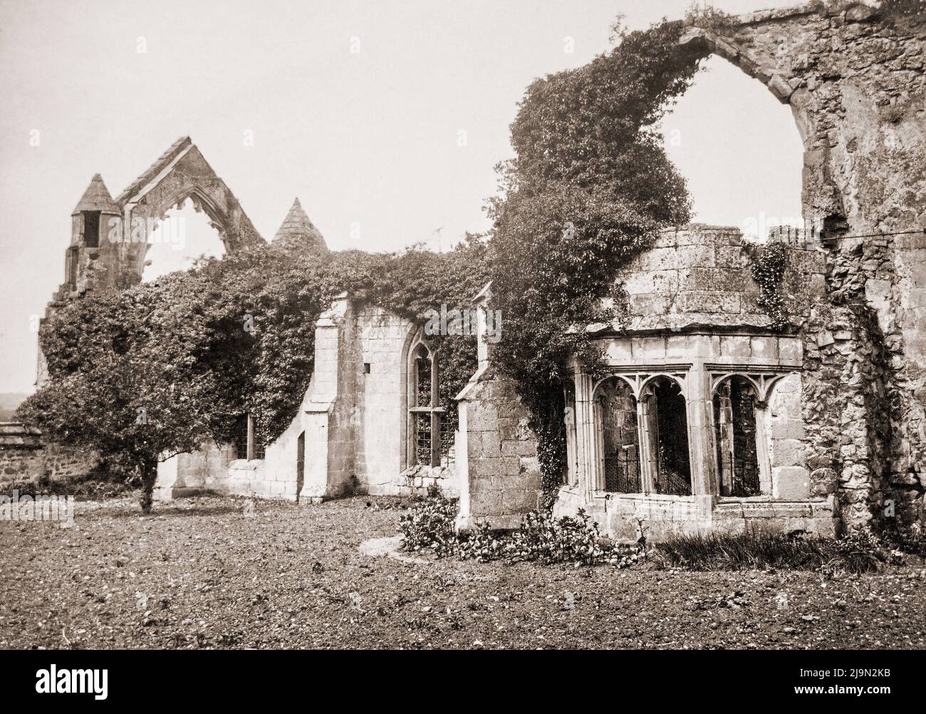 Abadía de Haughmond, Shrewsbury, Inglaterra, Reino Unido, alrededor de 1885 Foto de stock