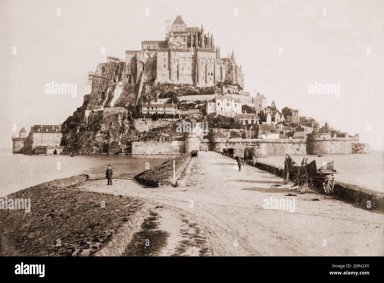 Mont St Michel, Normandía, Francia, alrededor de 1885 Foto de stock