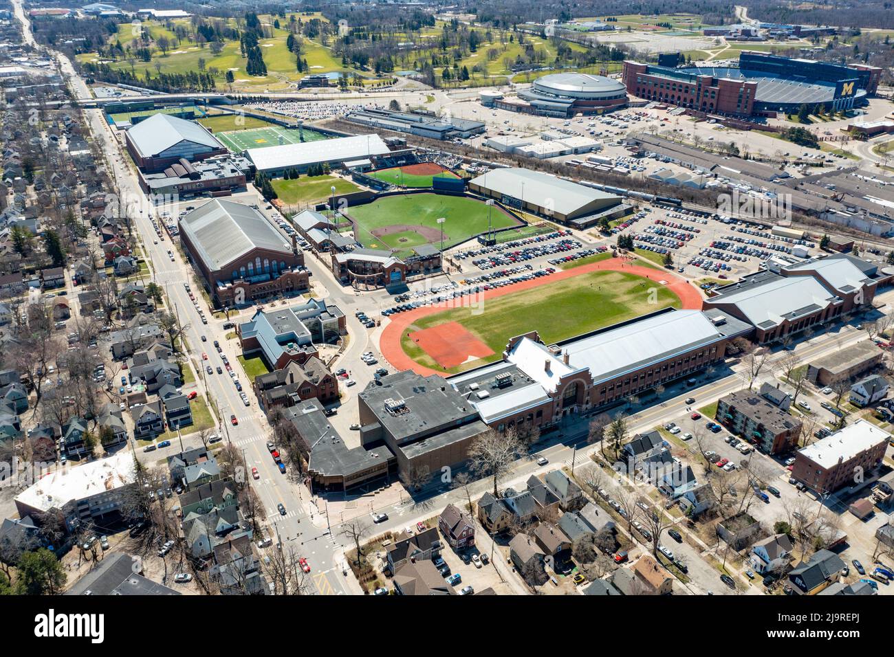 Ferry Field y Alumni Field, Estadio de Béisbol de la Universidad de Michigan, Ann Arbor, Michigan, Estados Unidos Foto de stock