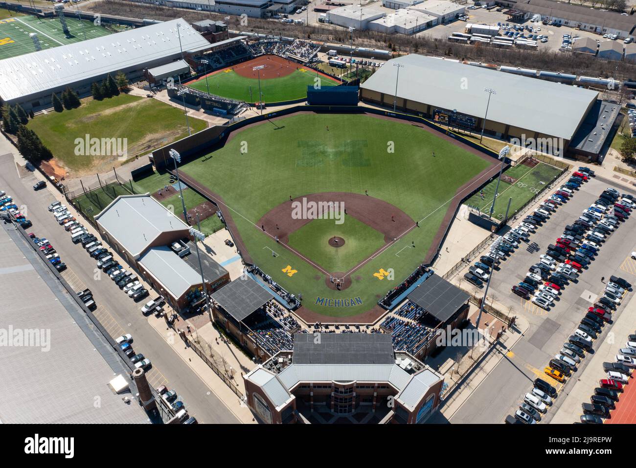 Ray Fisher Stadium, University of Michigan Baseball Stadium, Ann Arbor, Michigan, Estados Unidos Foto de stock