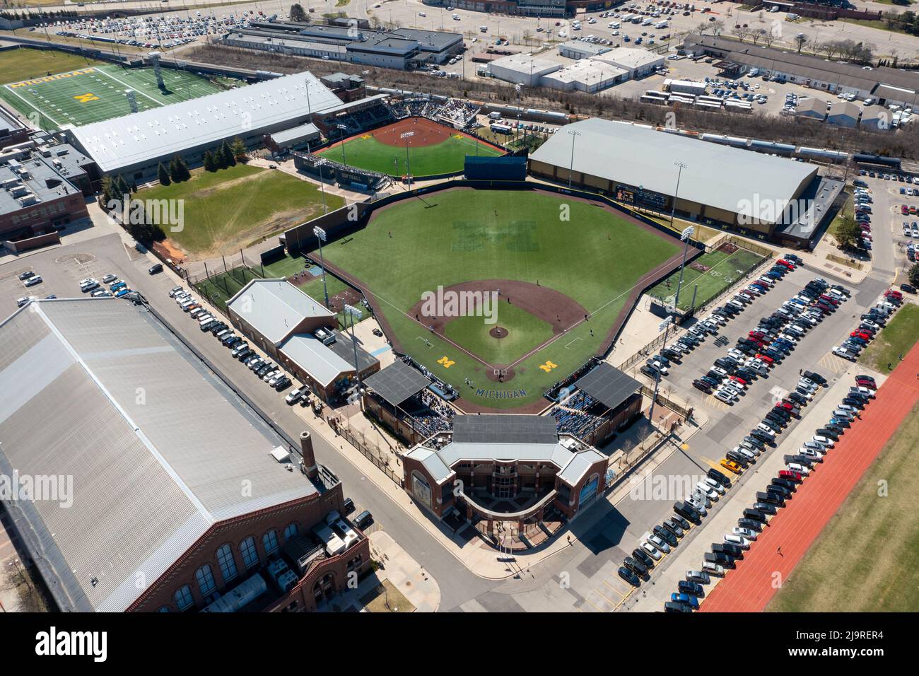 Ray Fisher Stadium, University of Michigan Baseball Stadium, Ann Arbor, Michigan, Estados Unidos Foto de stock