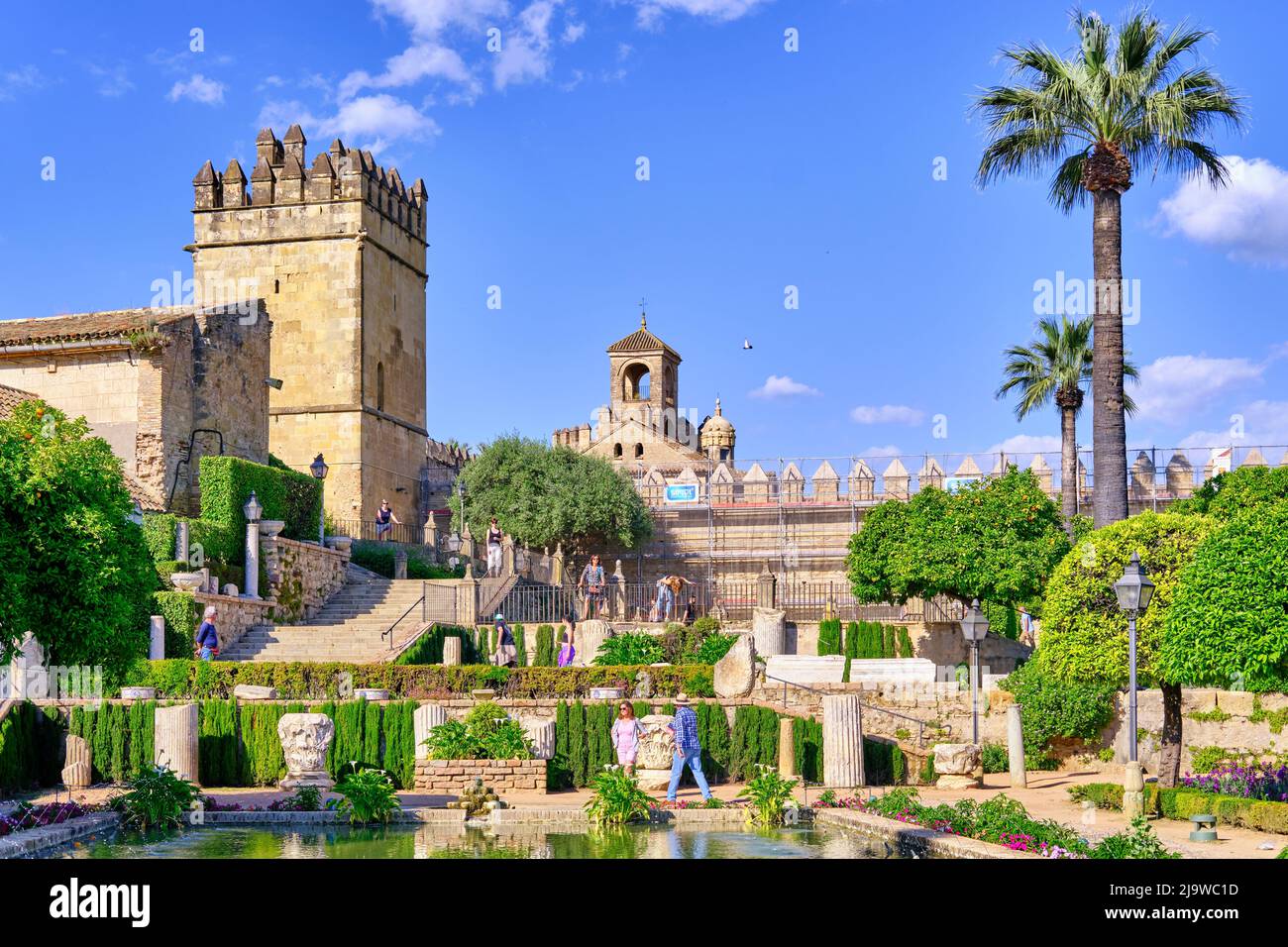 Jardines del Alcázar de los Reyes Cristianos (Alcázar de los Reyes Cristianos), Córdoba. Andalucía, España Foto de stock