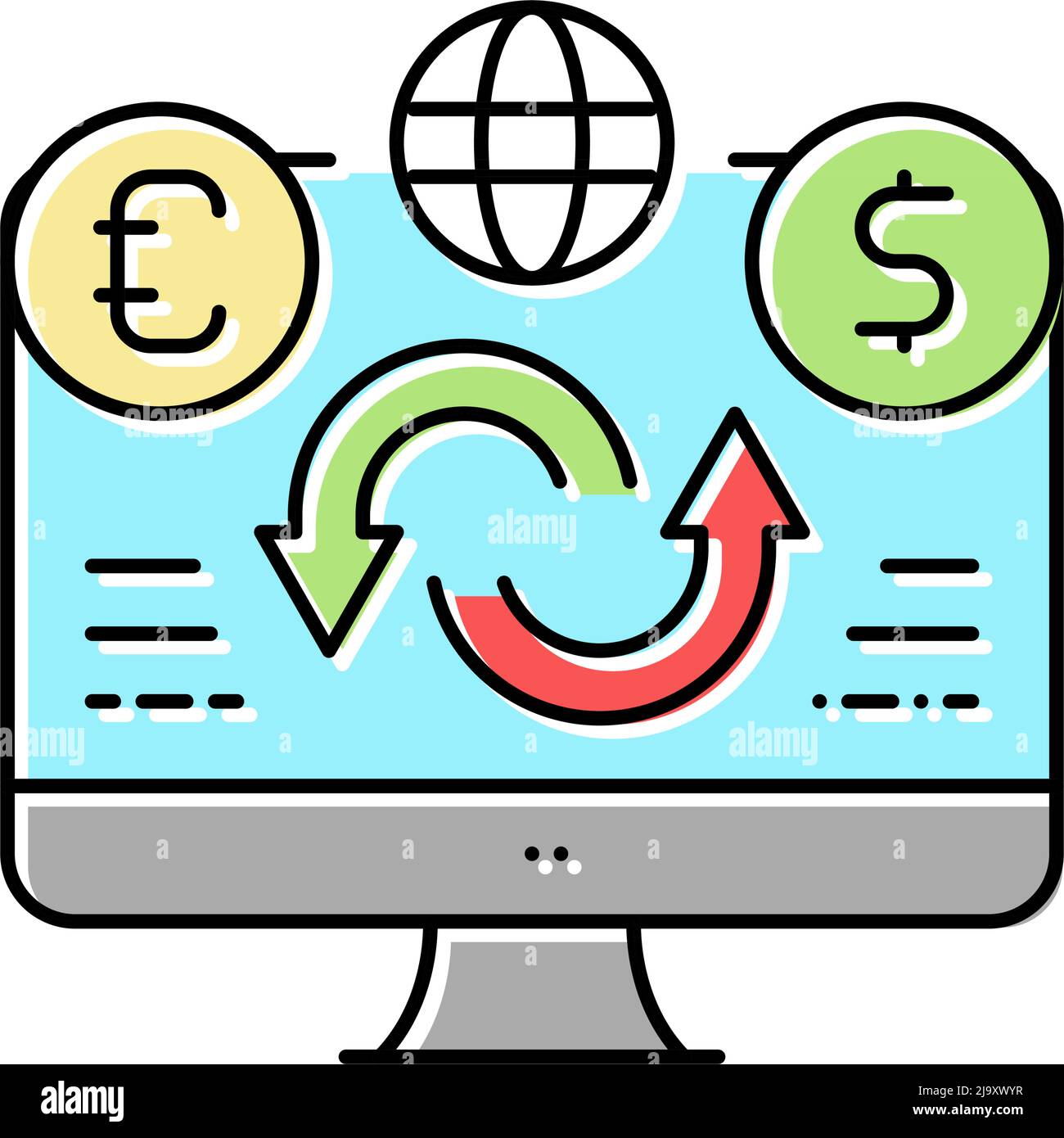 venta o compra de moneda extranjera color icono vector ilustración Imagen  Vector de stock - Alamy
