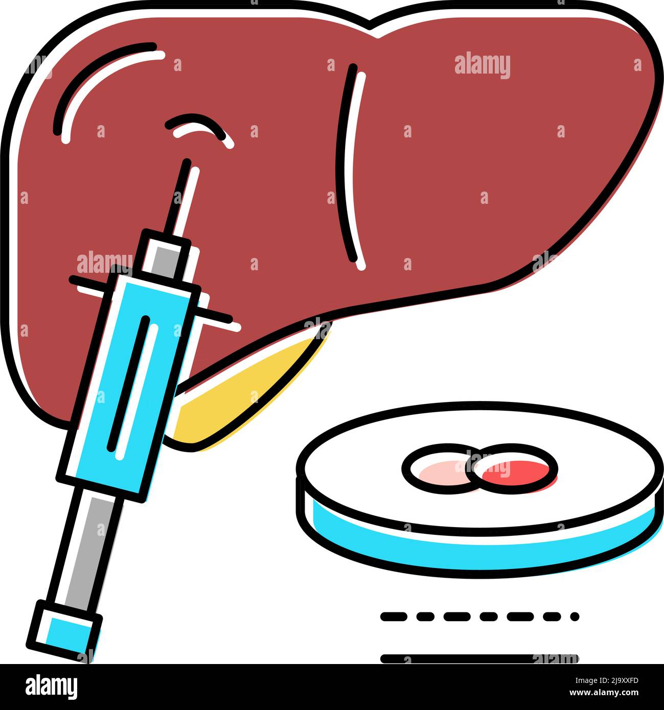 ilustración del vector del icono de color de la biopsia hepática Imagen ...