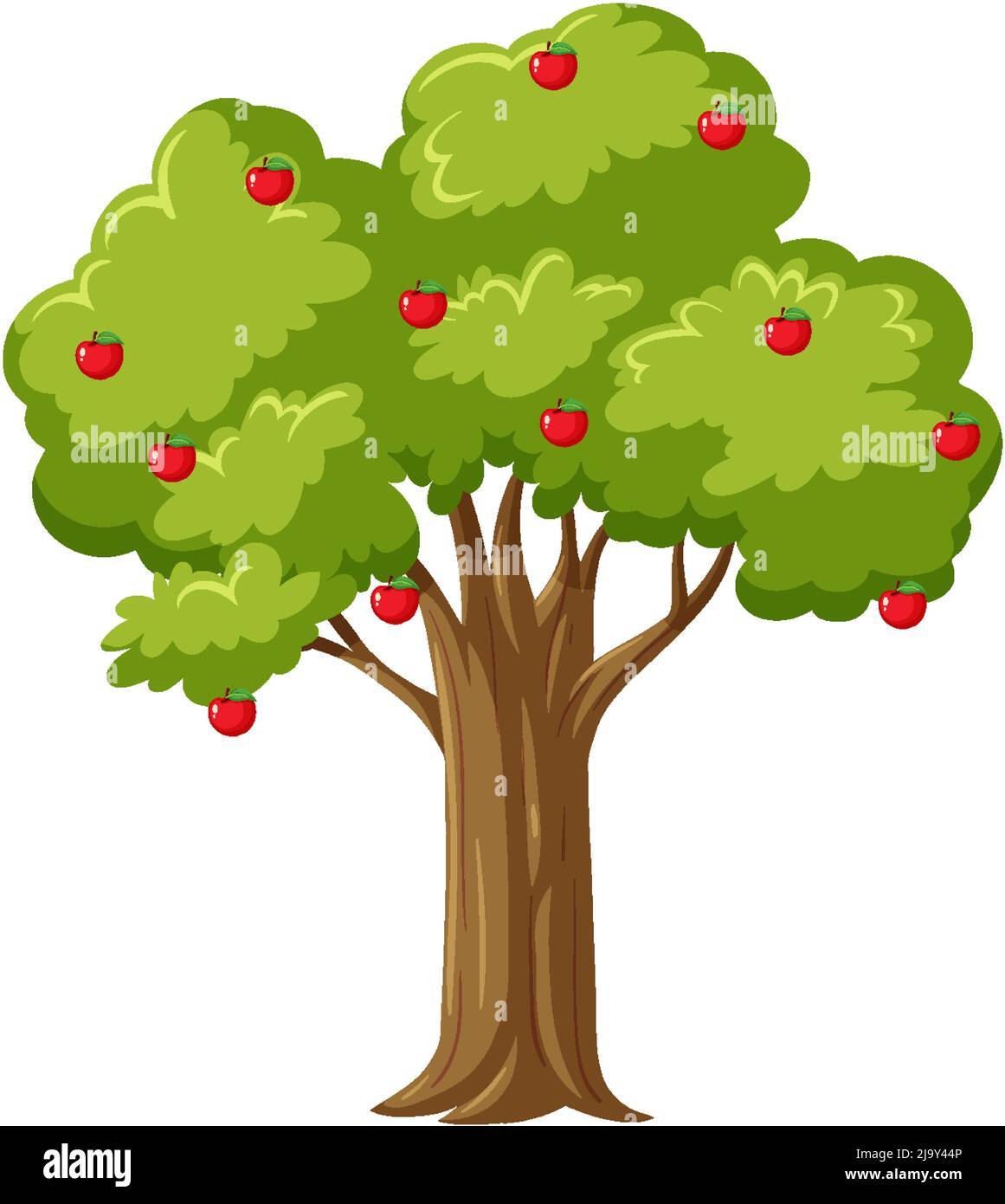 Árbol de manzana aislado en ilustración de estilo de dibujos animados  Imagen Vector de stock - Alamy