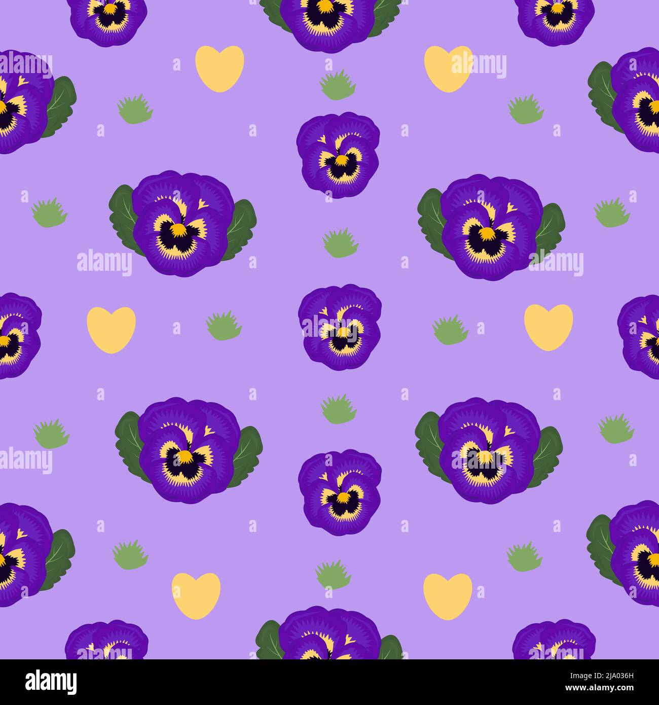 Una sola pansy violeta brillante con dos hojas Ilustración del Vector