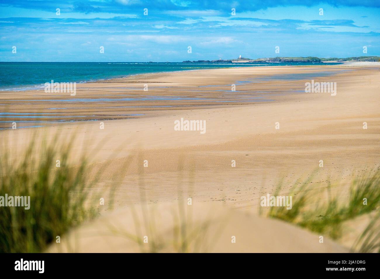 La playa de Newborough en Anglesey, Gales Foto de stock