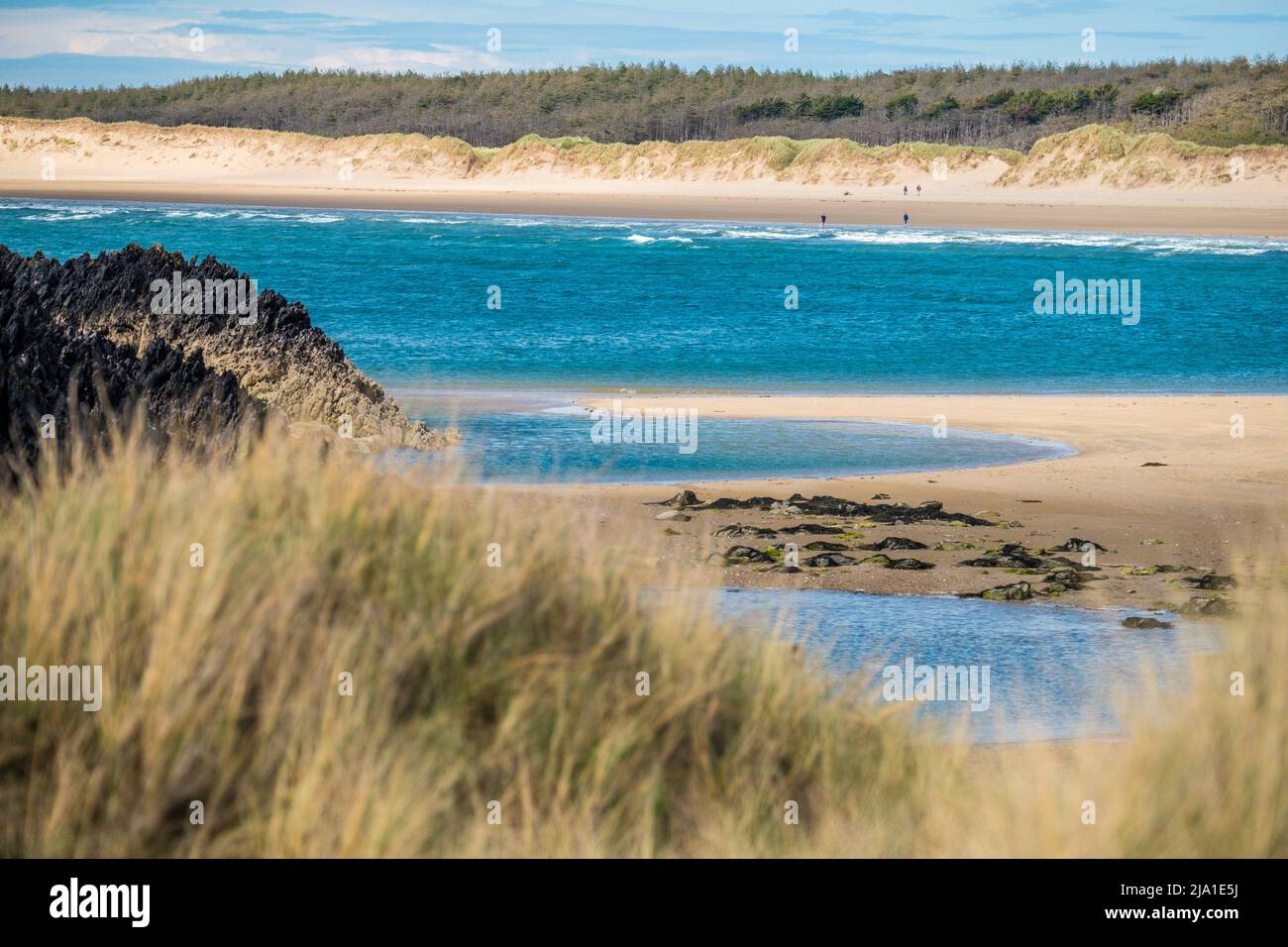La playa en Newborough / Malltraeth en Anglesey, Gales Foto de stock