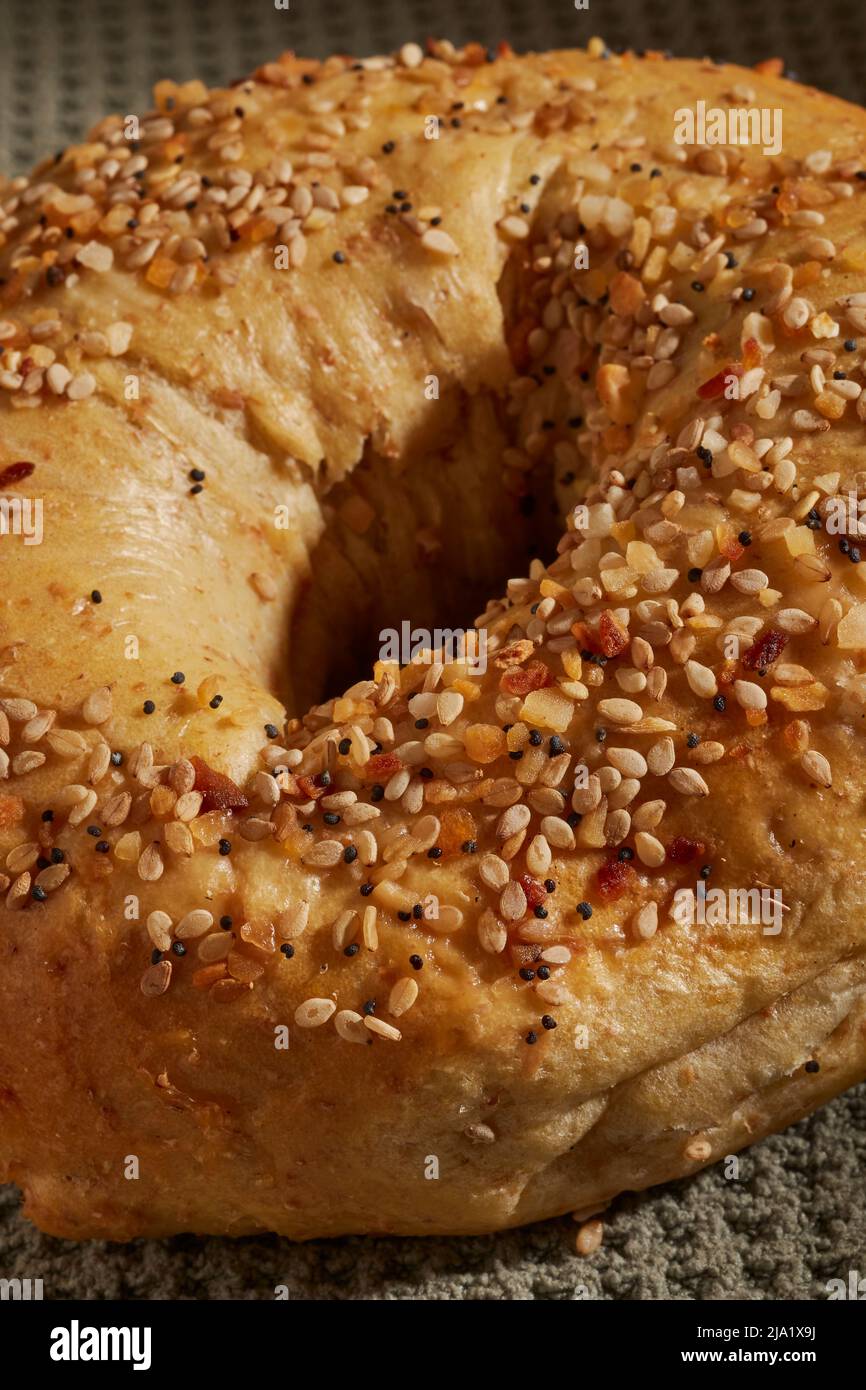 Todo bagels, el pan clásico de la Europa oriental judía Foto de stock