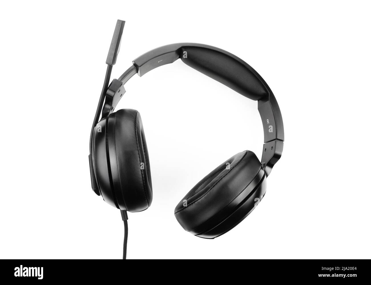 ilustración 3d de auriculares retro negros sobre fondo aislado blanco.  Ilustración del icono de auriculares Fotografía de stock - Alamy