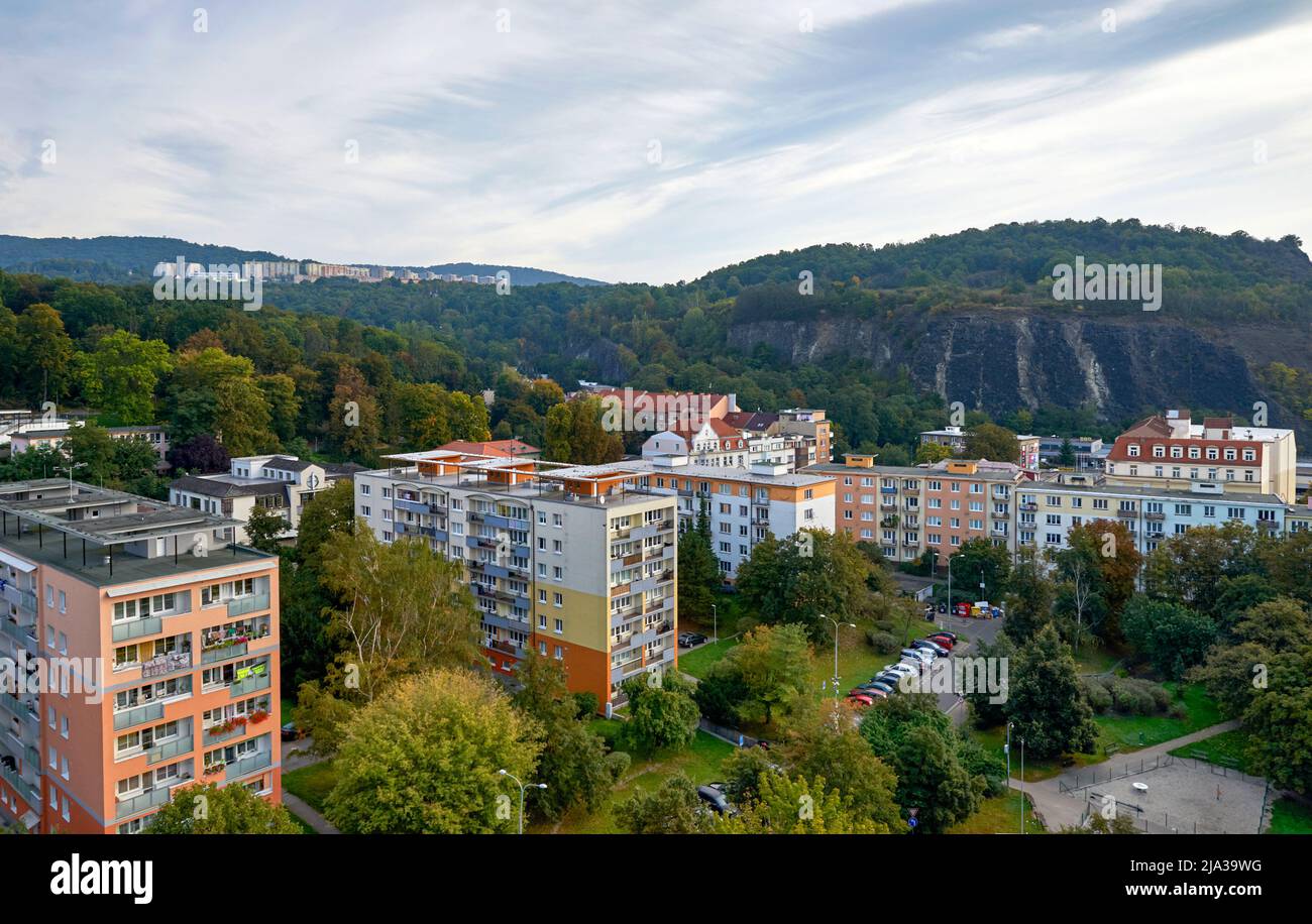 Paisaje urbano de la ciudad de Ústí-nad-Labem, República Checa Foto de stock