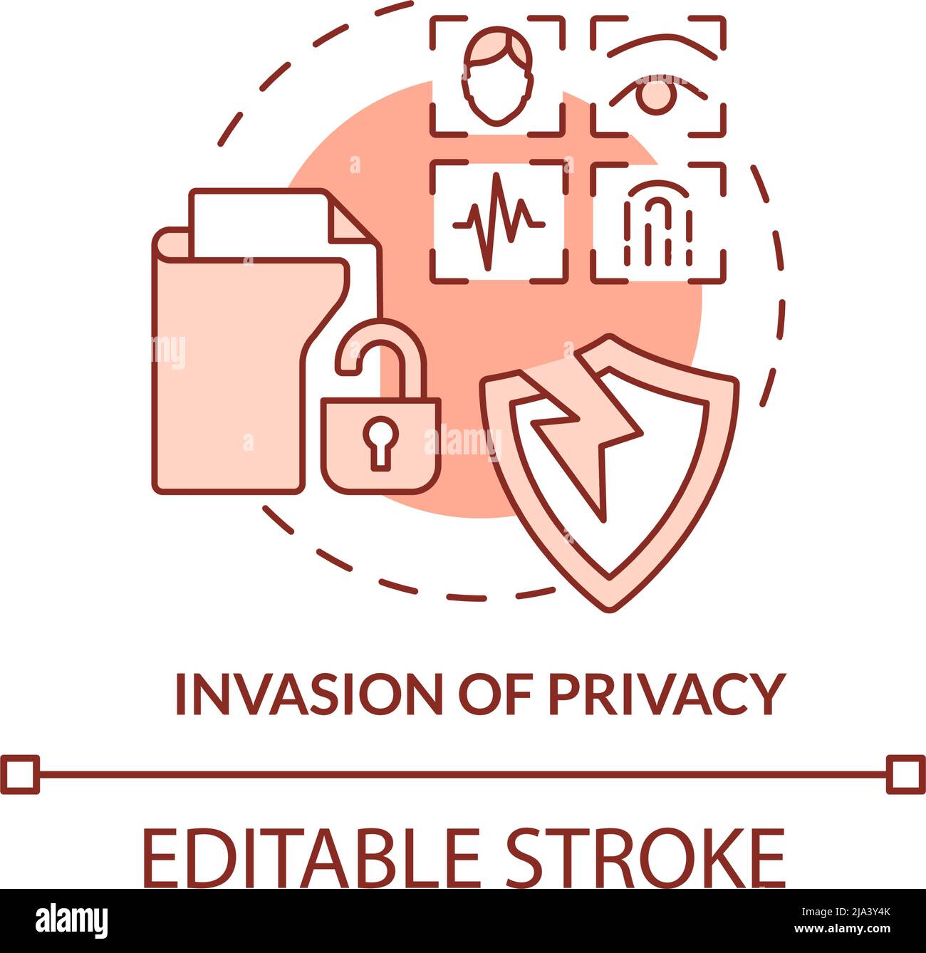 Invasión de la privacidad concepto terracota icono Ilustración del Vector