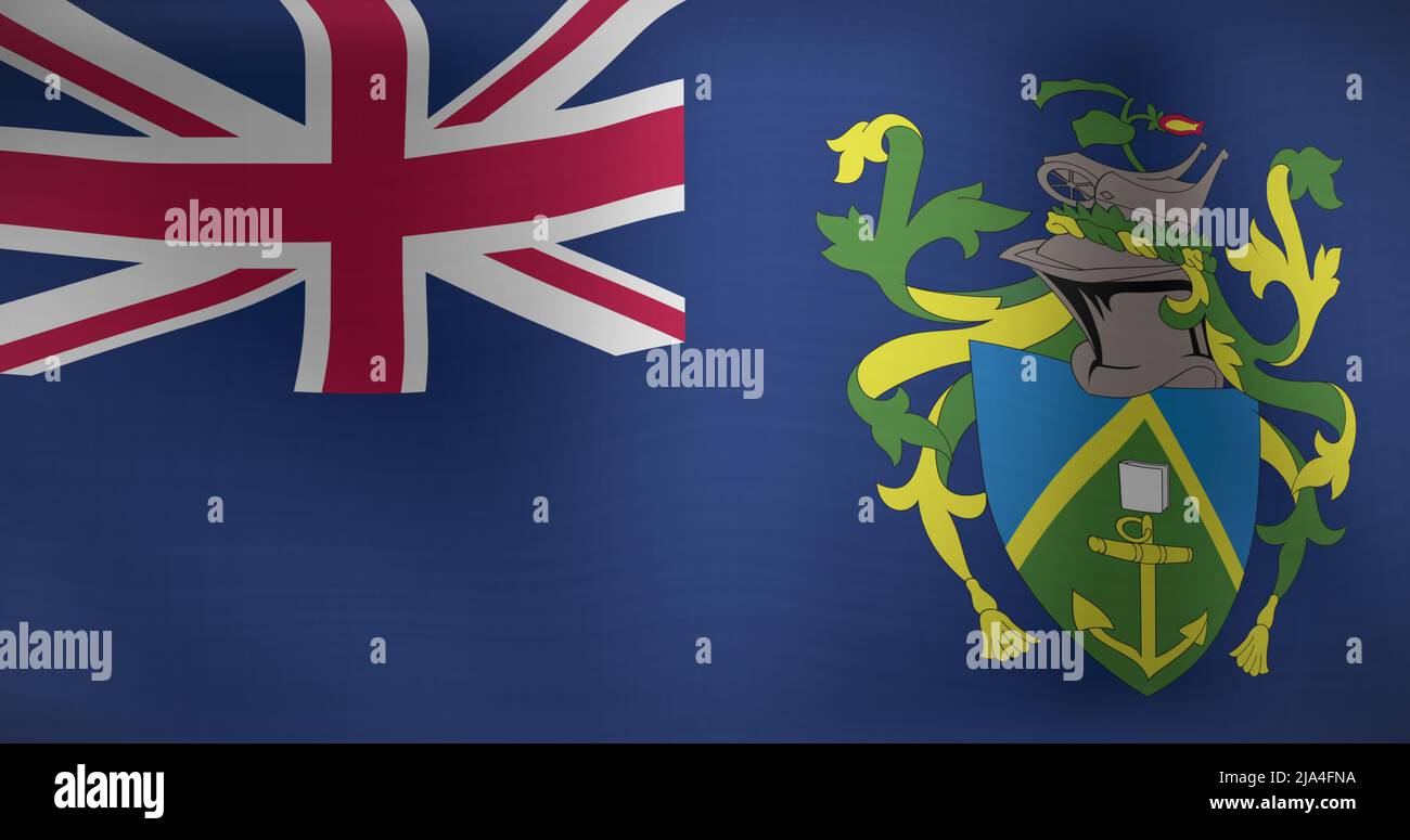 Imagen de la bandera nacional de las islas pitcairn ondeando Foto de stock