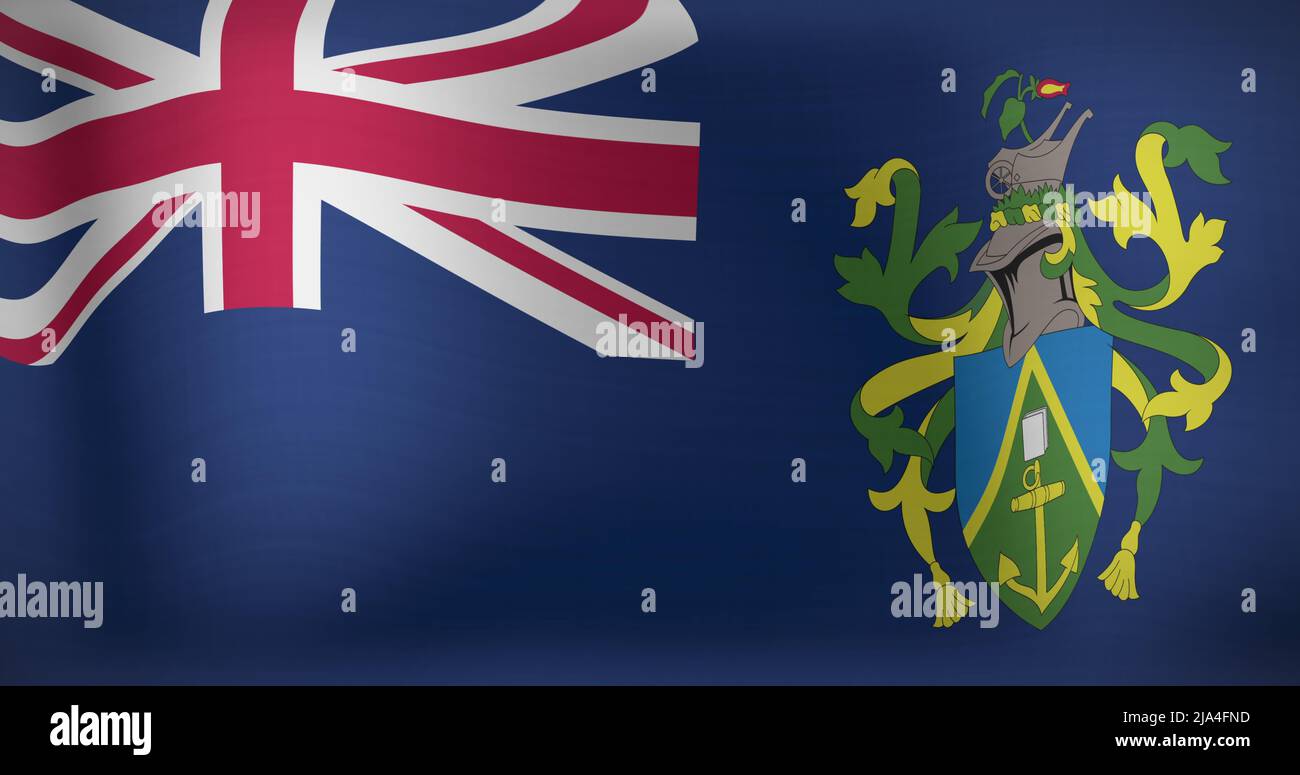 Imagen de la bandera nacional de las islas pitcairn ondeando Foto de stock