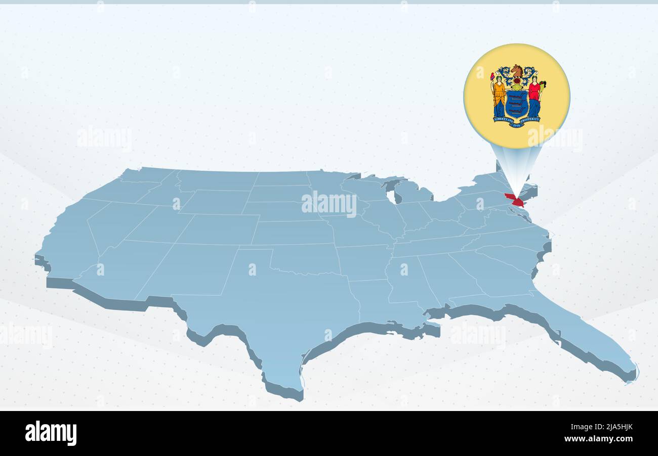 Mapa del estado de Nueva Jersey en el mapa de los Estados Unidos de