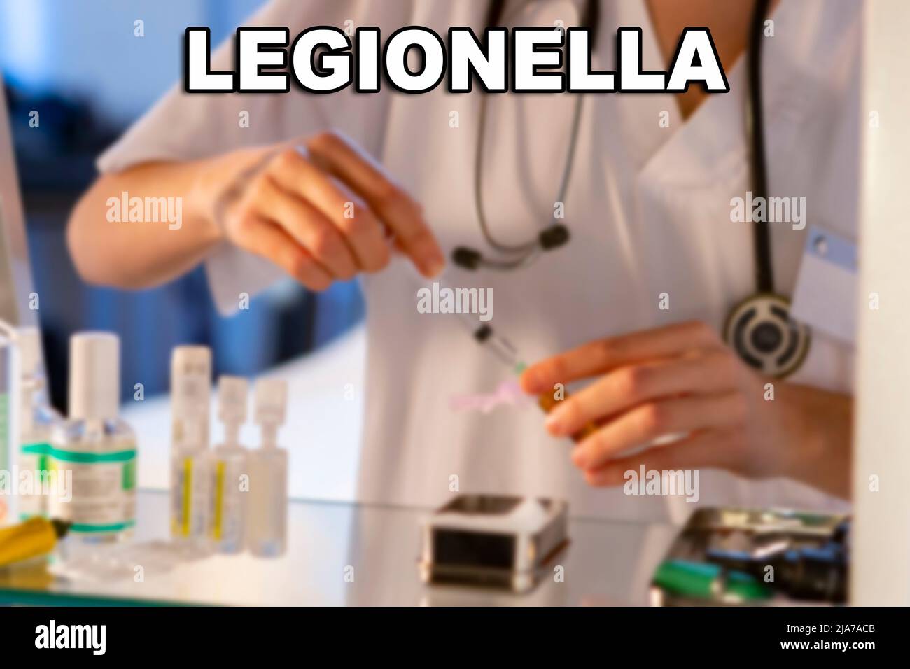 Legionella. Bacteria Legionella (Legionella pneumophila). Enfermedad febril, de naturaleza leve y sin foco pulmonar Foto de stock