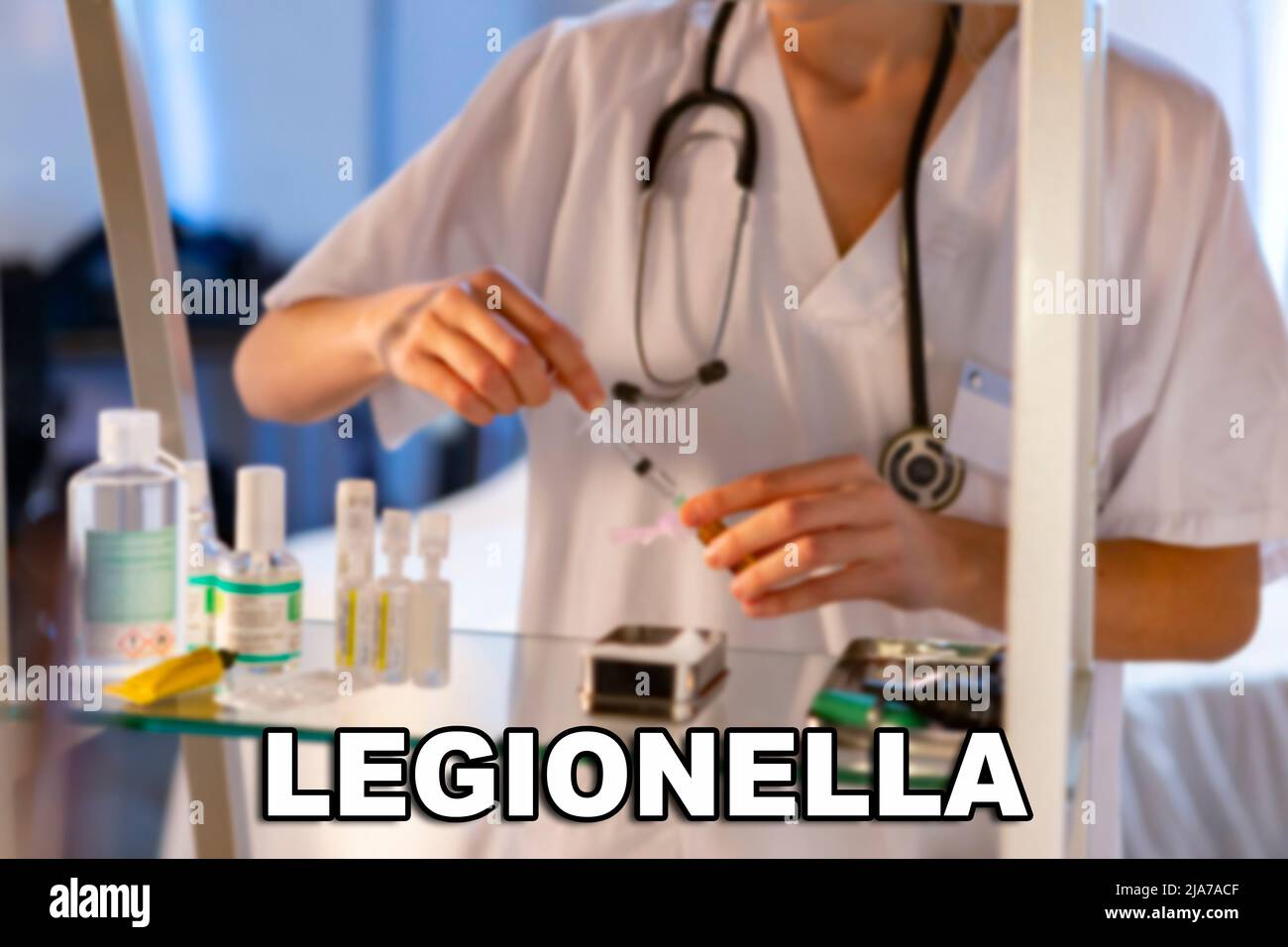 Legionella. Bacteria Legionella (Legionella pneumophila). Enfermedad febril, de naturaleza leve y sin foco pulmonar Foto de stock