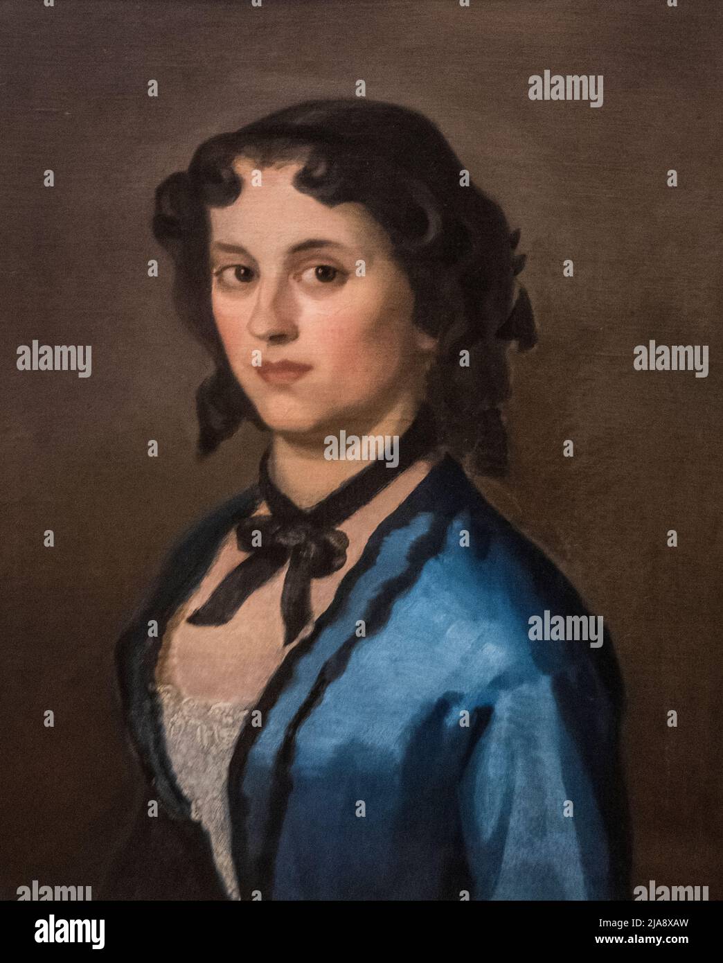 Djura Jaksic - La chica en azul (1856) Foto de stock