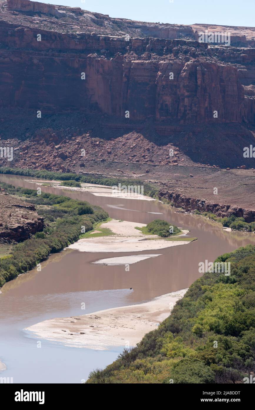 Piragüismo en el Green River, en el Cañón Labyrinth, Utah. Foto de stock