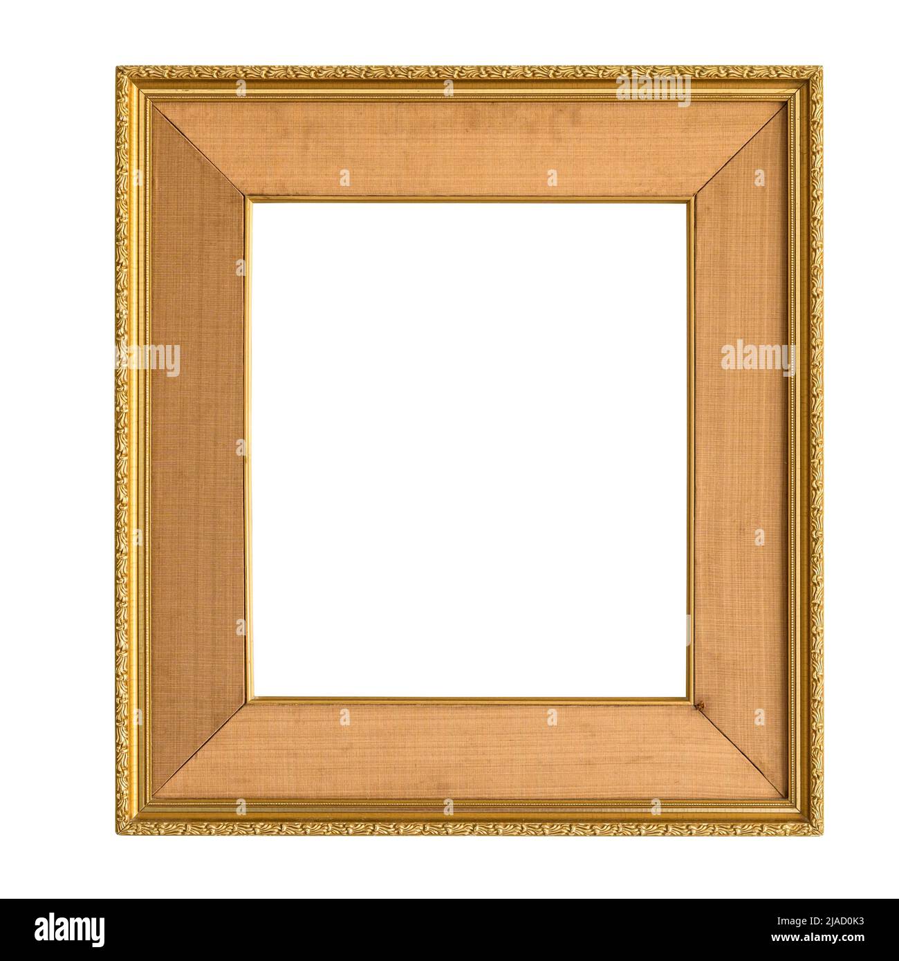 Plaza dorada decorativa picture frame aislado sobre fondo blanco con trazado de recorte Foto de stock