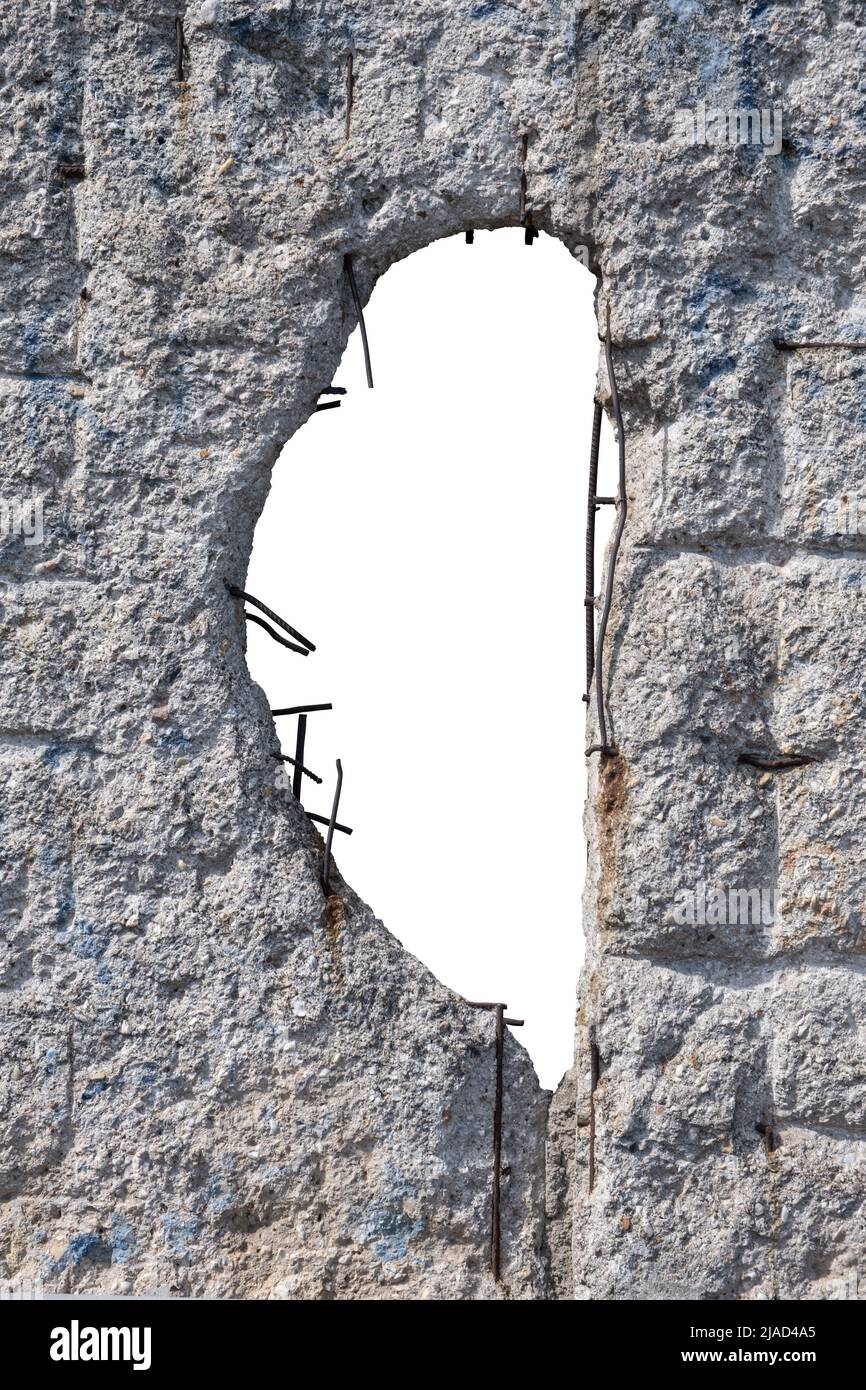 Un agujero aislado en el Muro de Berlín Foto de stock