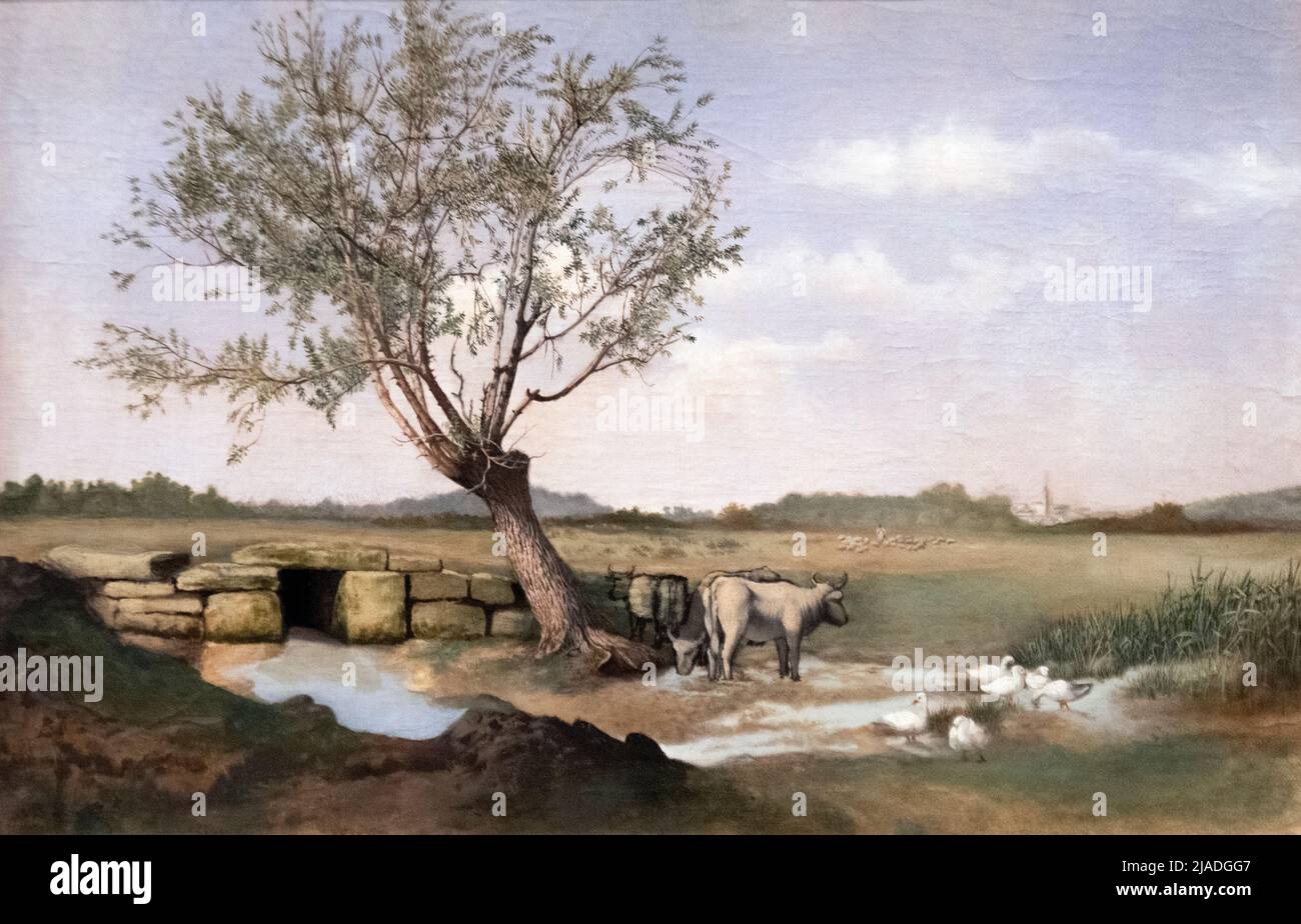 Milos Tenkovic - Paisaje con vacas (1877-78) Foto de stock