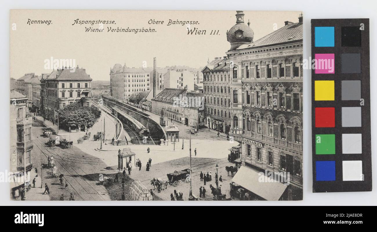 Corre. Aspangstrasse. Obere Bahngasse Wiener que conecta la vía férrea. Viena III .. Carl (Karl) Ledermann jun., Productor Foto de stock