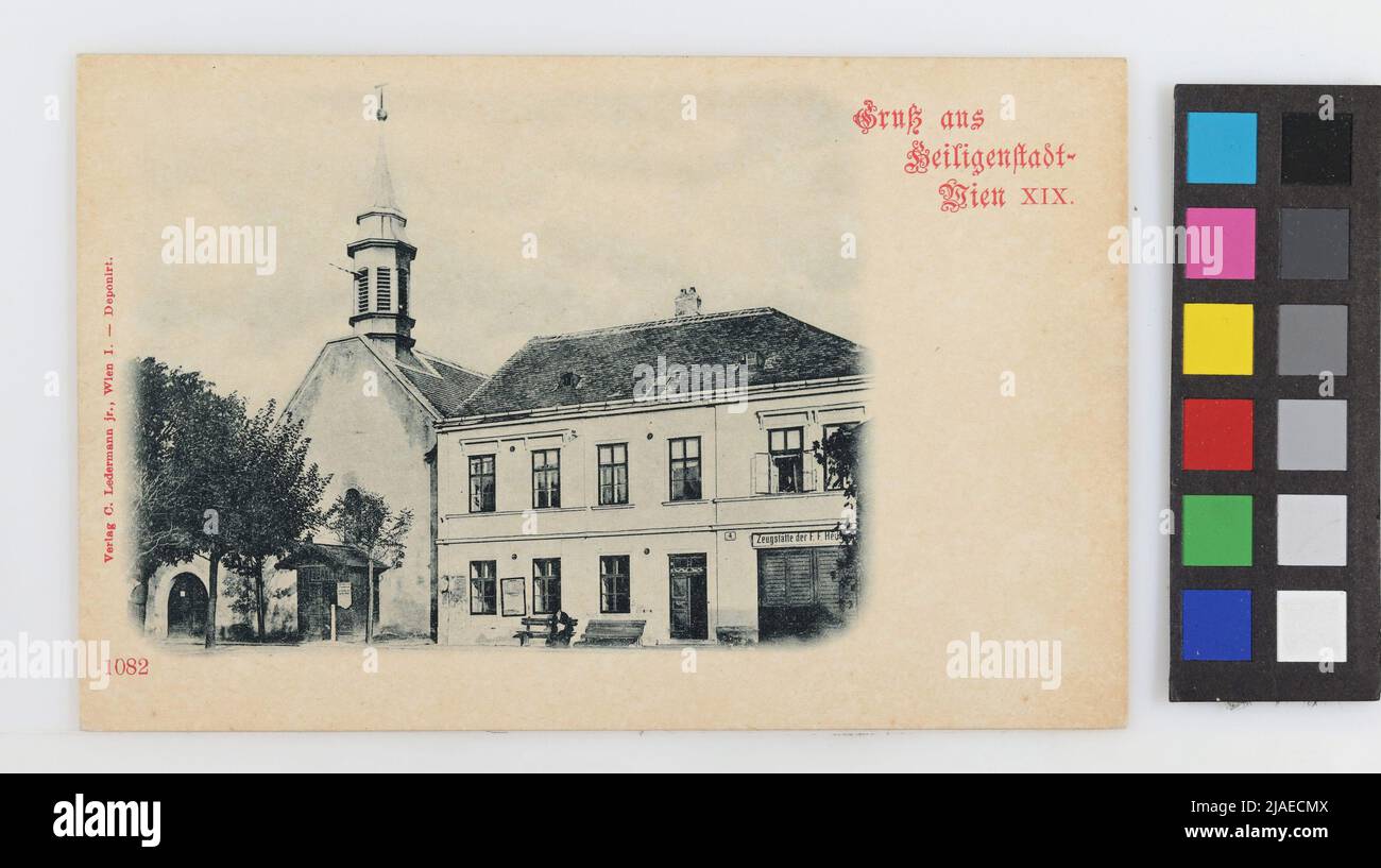 19., plaza parroquial - con Jakobskirche y Casa Nº 4, postal. Carl (Karl) Ledermann jun., Productor Foto de stock
