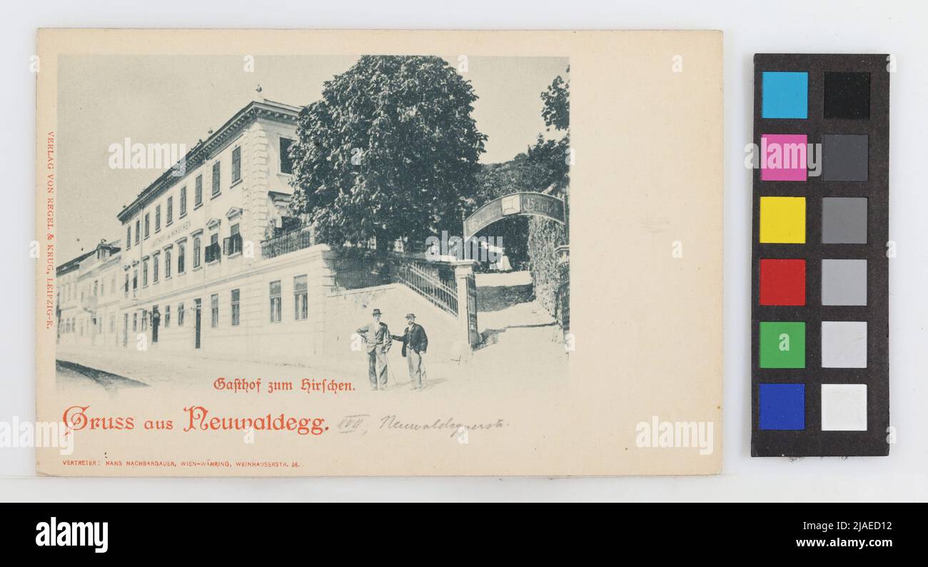 17., Neuwaldegg - Gasthof Zum Hirschen, postal. Rule & Krug Verlag, Productor, Hans vecina gauer, representante Foto de stock