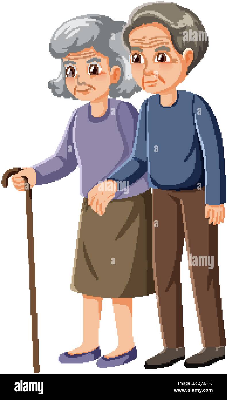 Ilustración de personaje de dibujos animados de pareja de ancianos Imagen  Vector de stock - Alamy