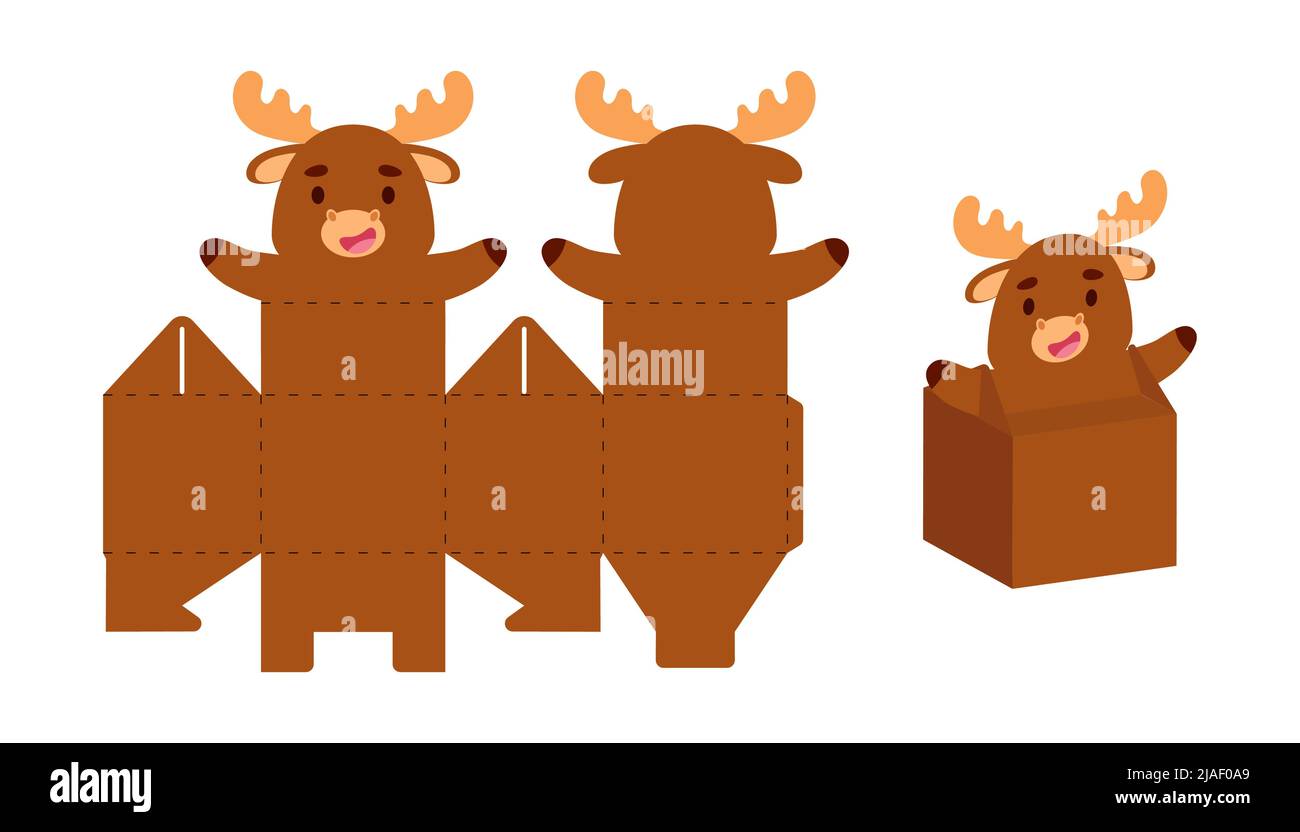 Embalaje simple Favor box moose diseño para dulces, caramelos, pequeños  regalos. Plantilla de paquete de fiesta para cualquier propósito,  cumpleaños, ducha de bebé. Impresión, cu Imagen Vector de stock - Alamy