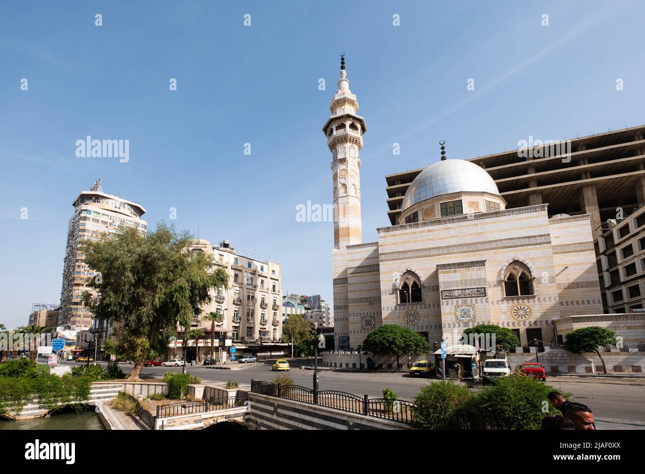 Damasco, Siria - Mayo de 2022: Plaza Pública (Plaza Al Marjeh), escena callejera en el centro de Damasco Foto de stock