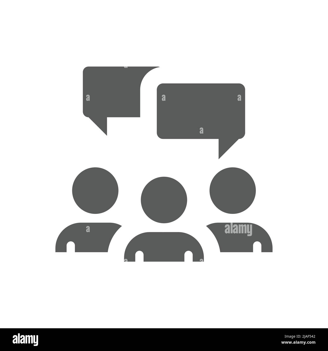Grupo de personas y juego de iconos de chat burbuja. Trabajo en equipo, globo del discurso