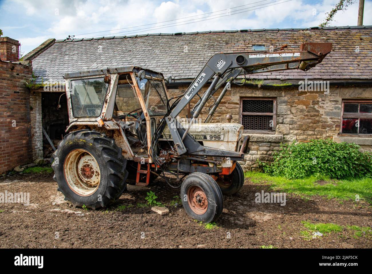 Un viejo tractor de caso David Brown, Newcastle, Northumberland, Reino Unido. Foto de stock