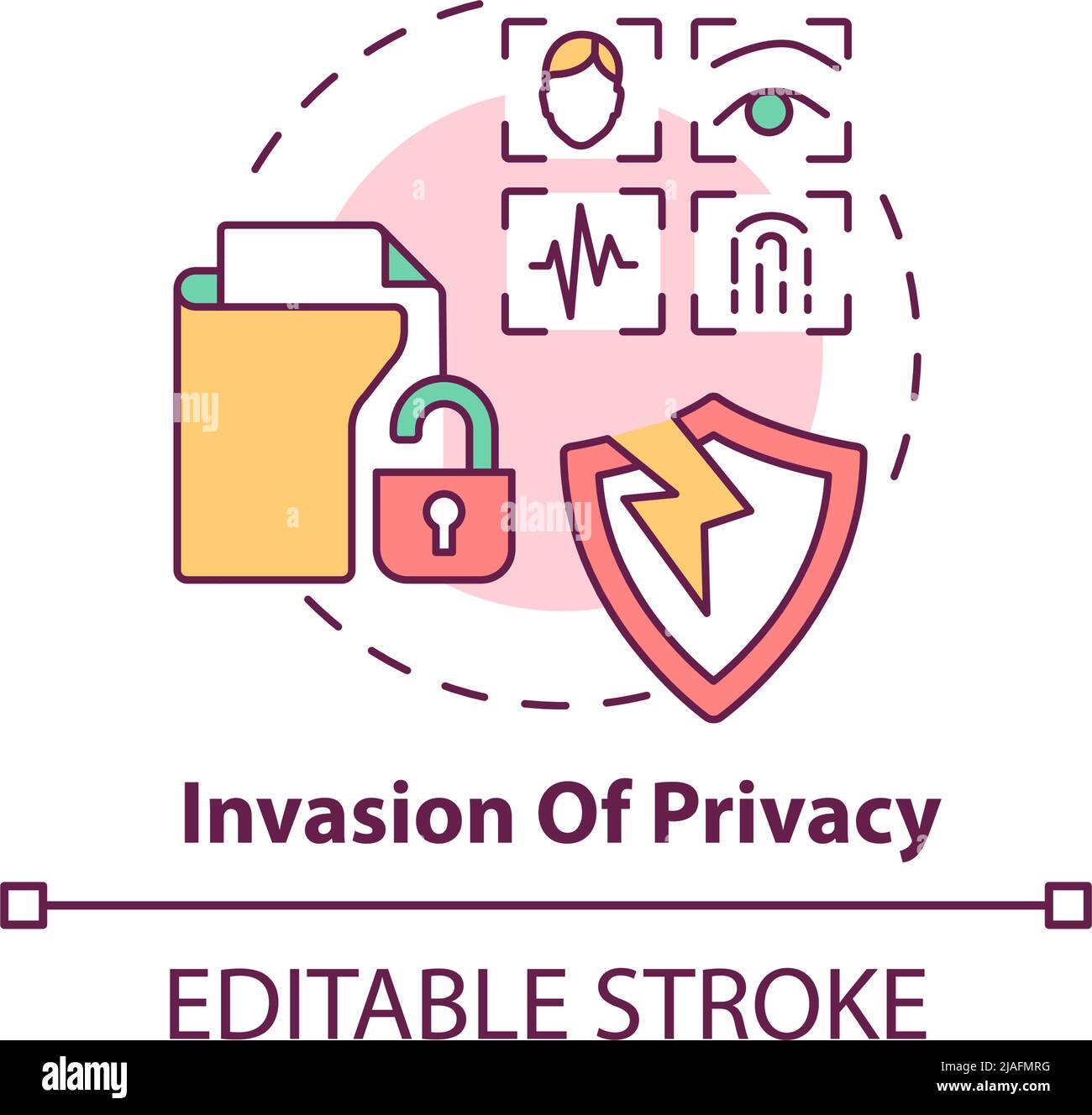 Icono de invasión de concepto de privacidad Ilustración del Vector